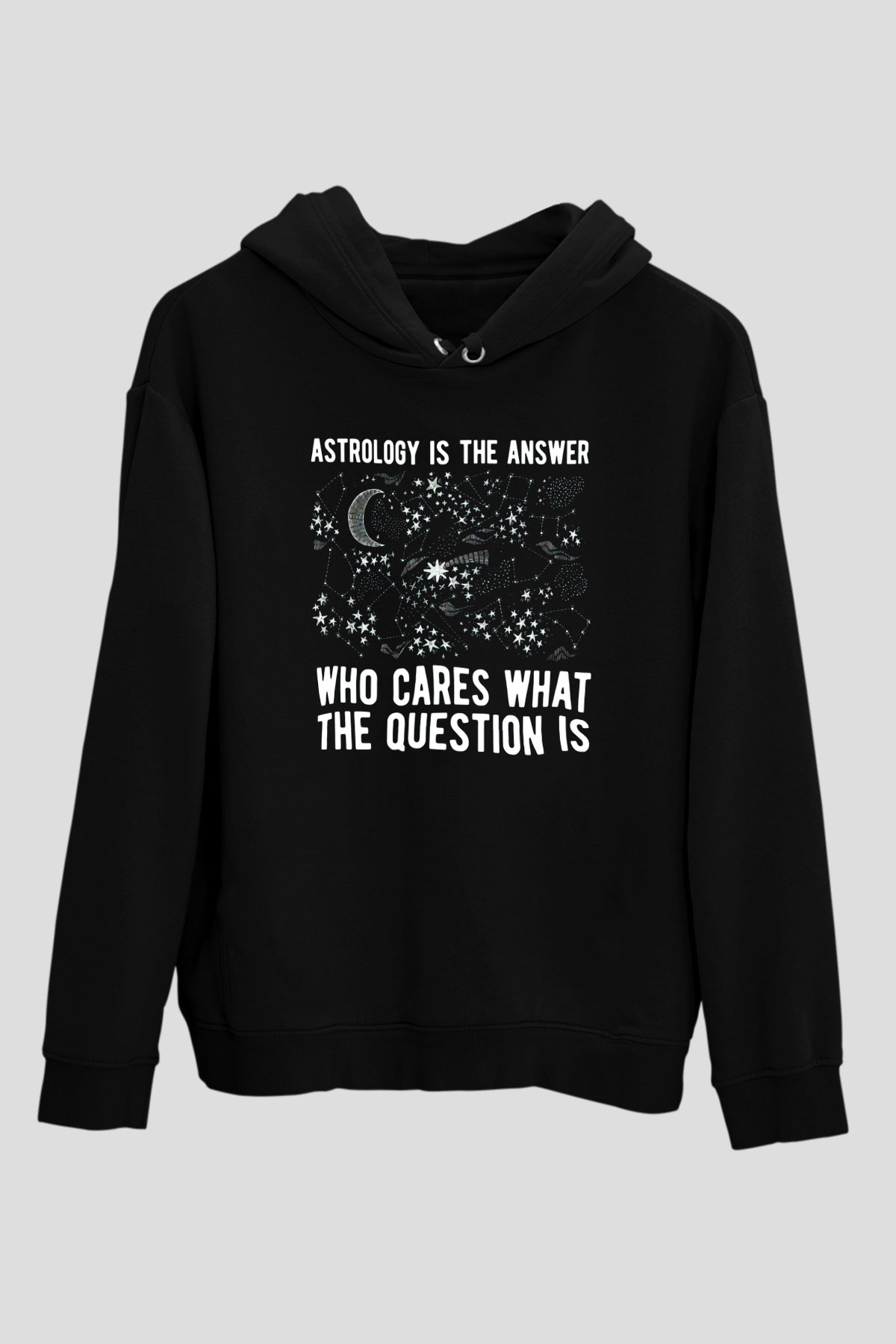 Astrolog Siyah Unisex Kapüşonlu Sweatshirt