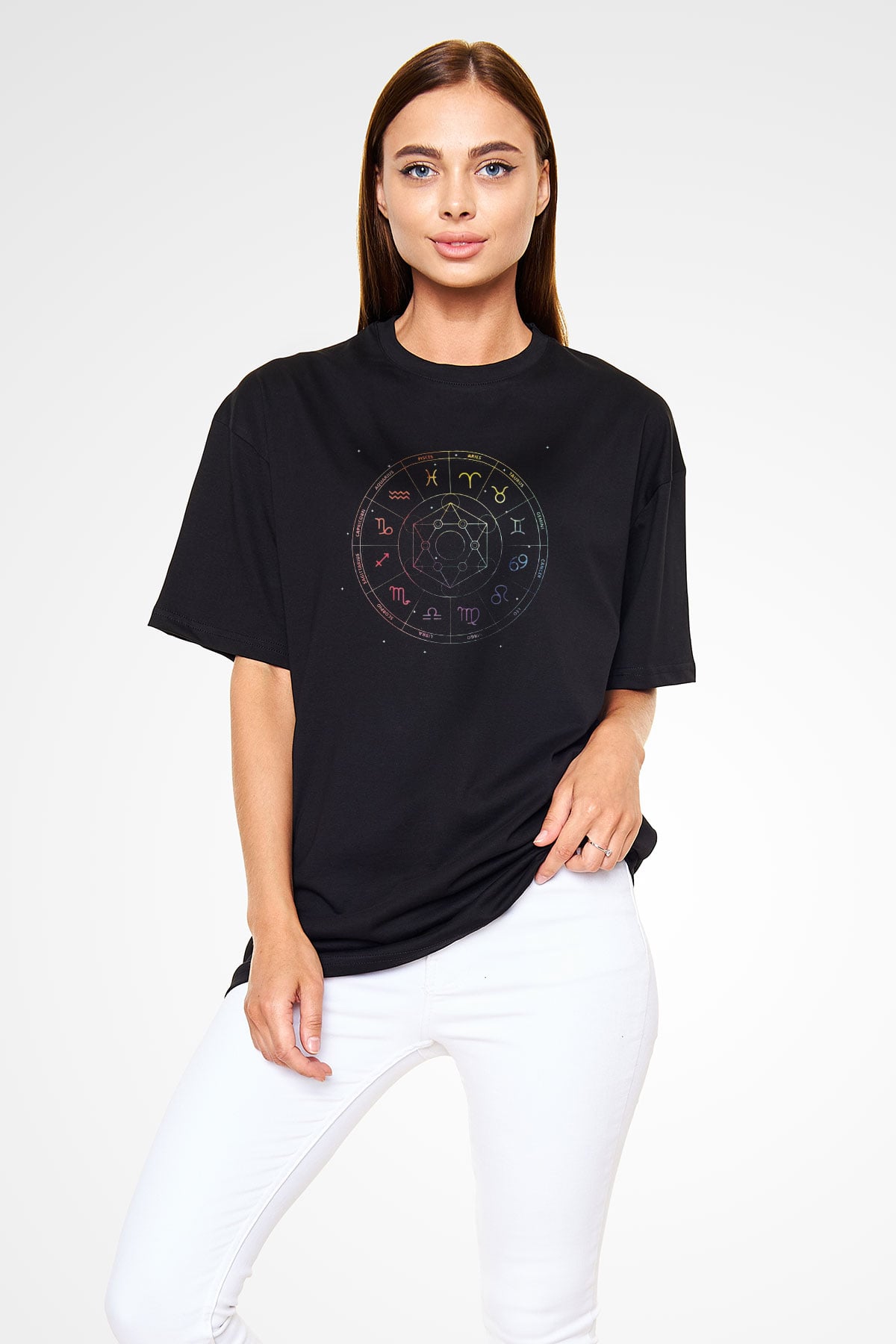 Astrolog Siyah Oversize Tişört Oversize T-shirt - TişörtFabrikası