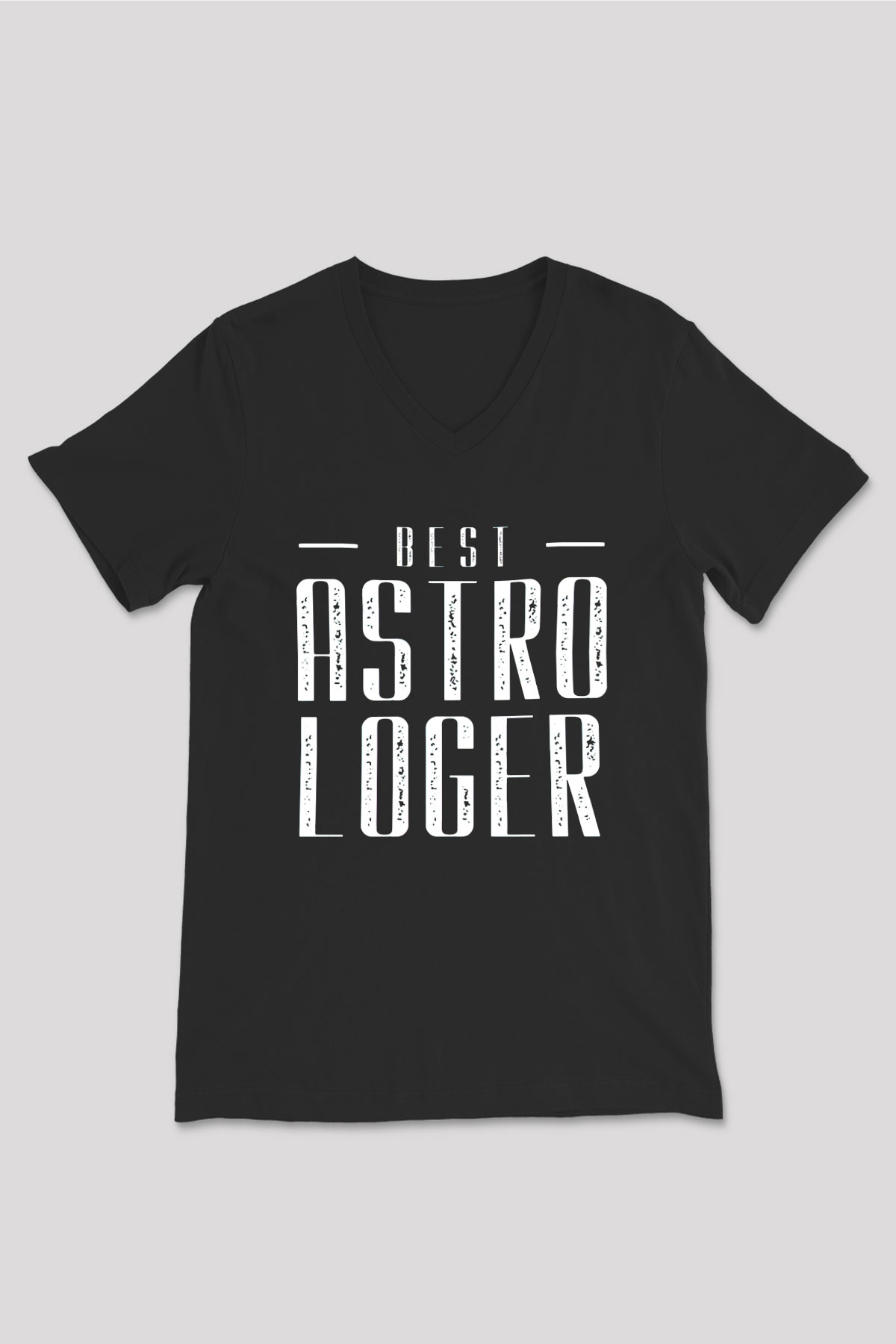 Astrolog Siyah Unisex V Yaka Tişört
