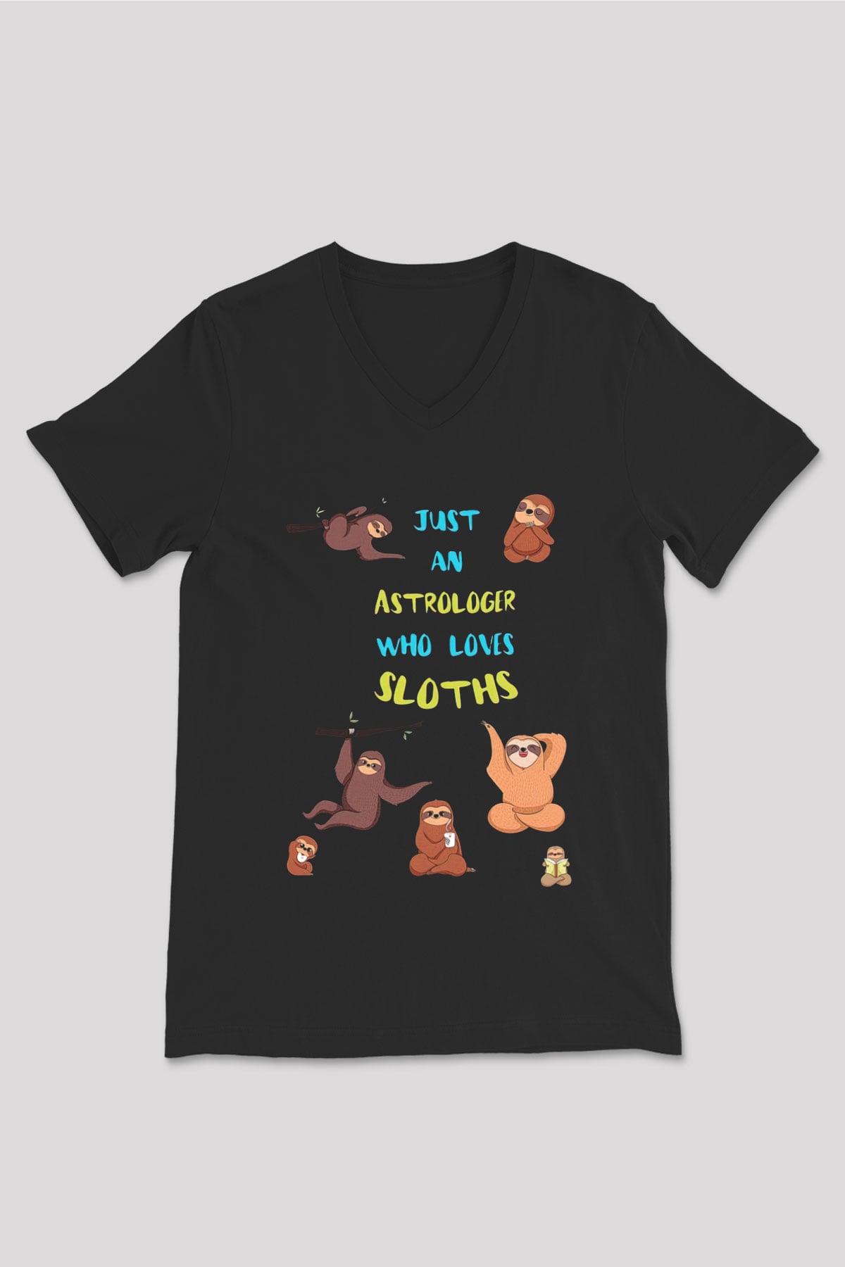 Astrolog Siyah Unisex V Yaka Tişört