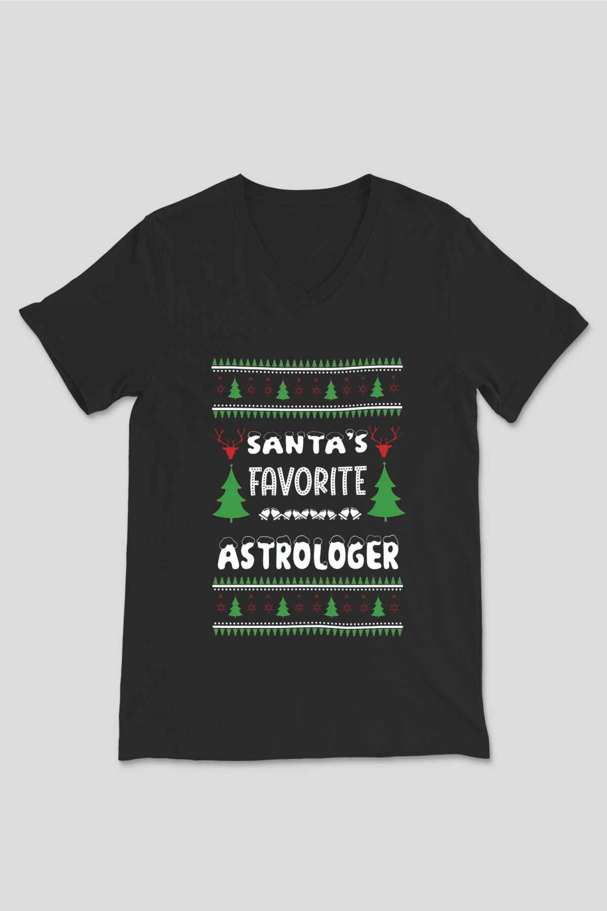 Astrolog Siyah Unisex V Yaka Tişört