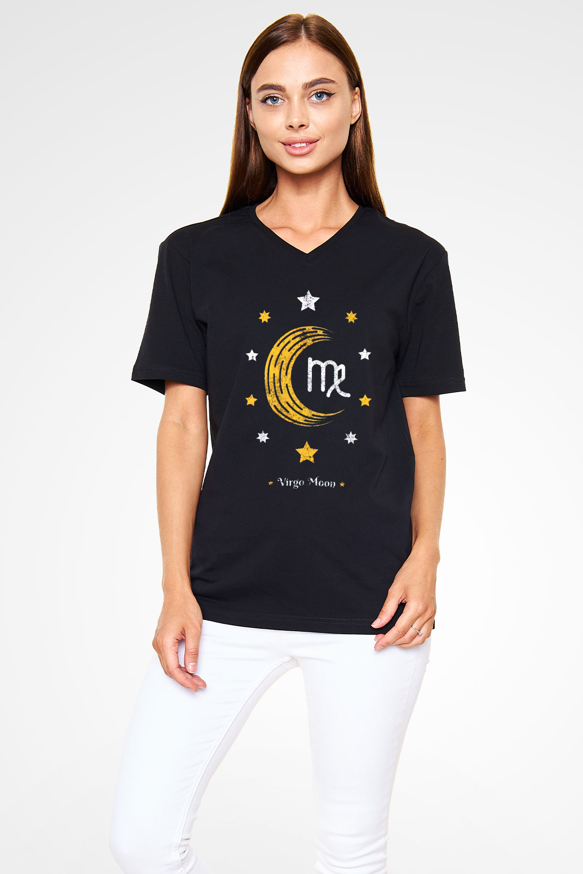 Astrolog Siyah Unisex V Yaka Tişört