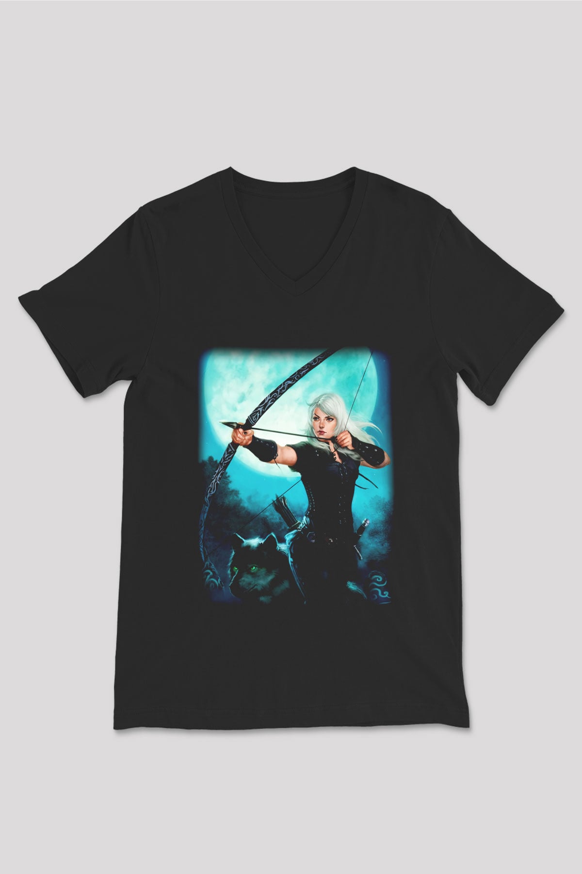 Astrolog Siyah Unisex V Yaka Tişört T-Shirt