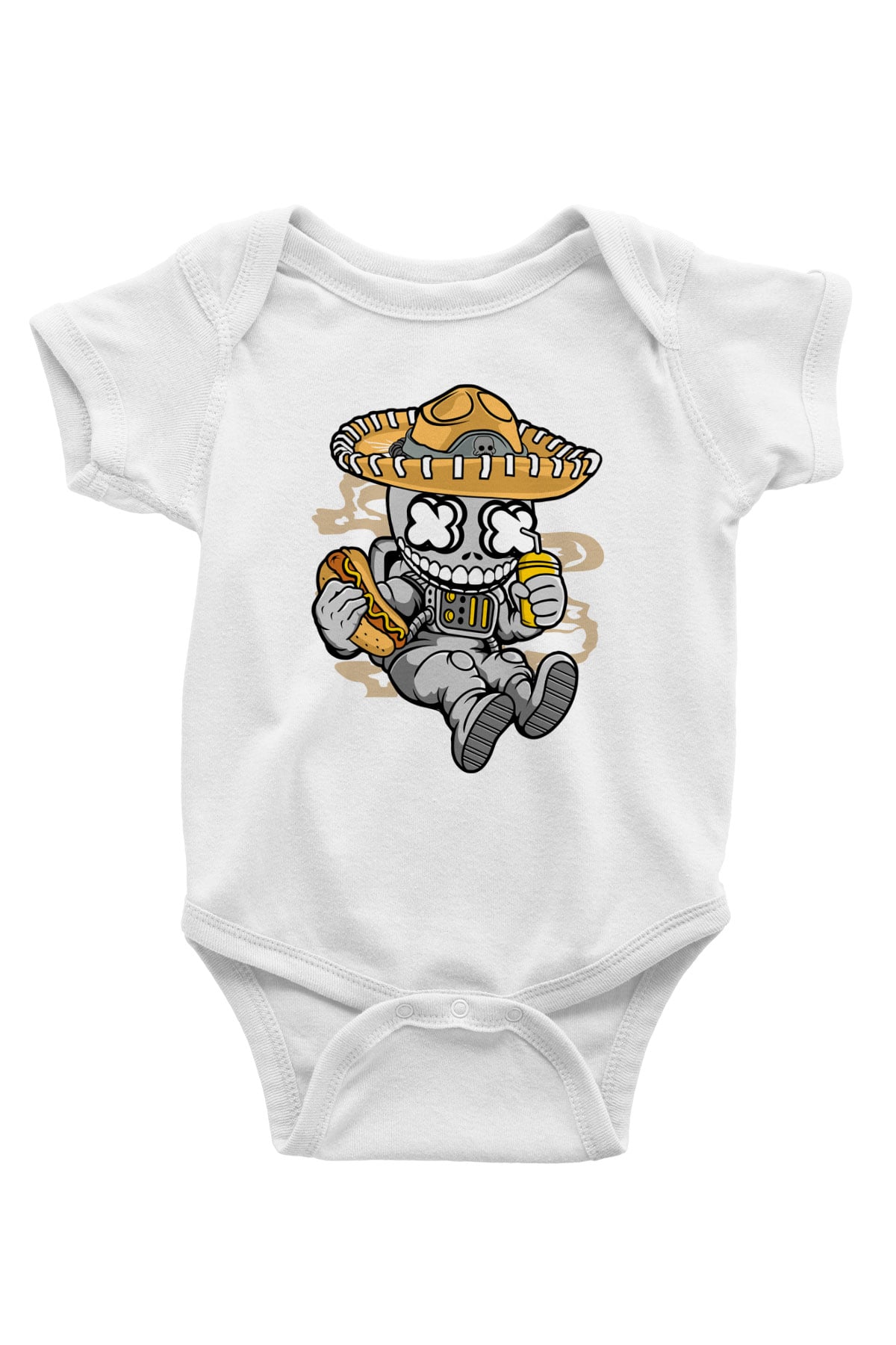 Astronaut Skull Of The Dead Baskılı Unisex Beyaz Bebek Body - Zıbın