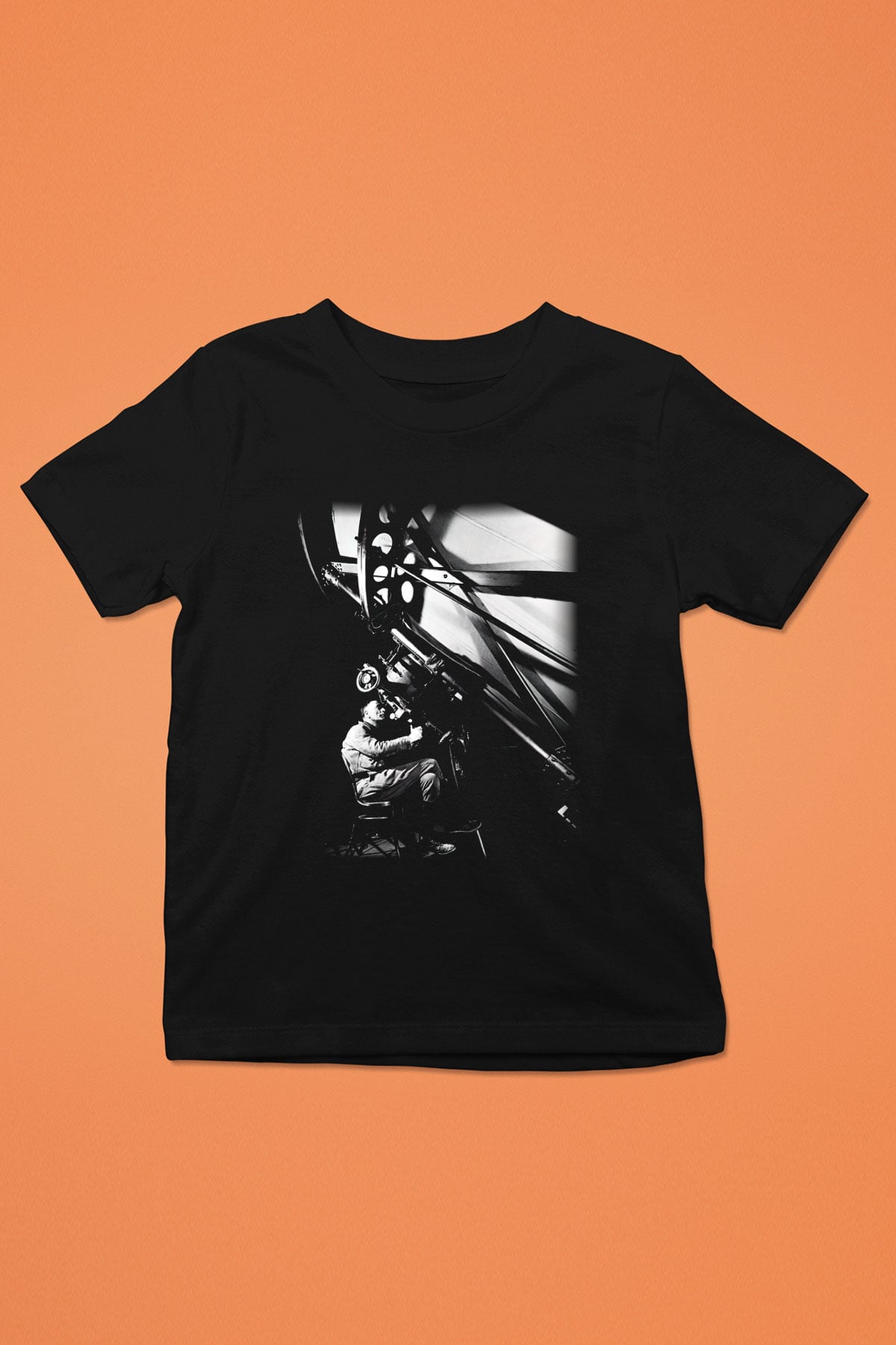 Astronom Baskılı Siyah Unisex Çocuk Tişört