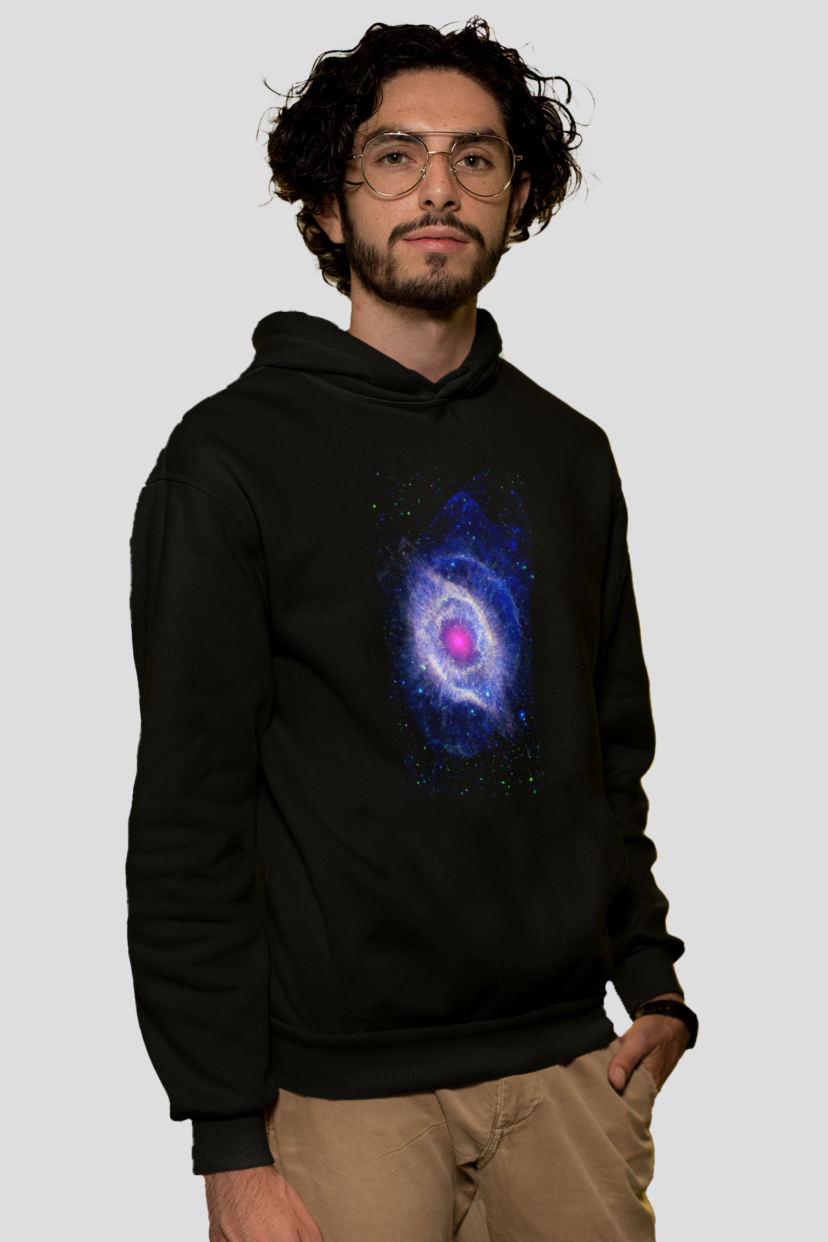 Astronom Siyah Unisex Kapşonlu Sweatshirt