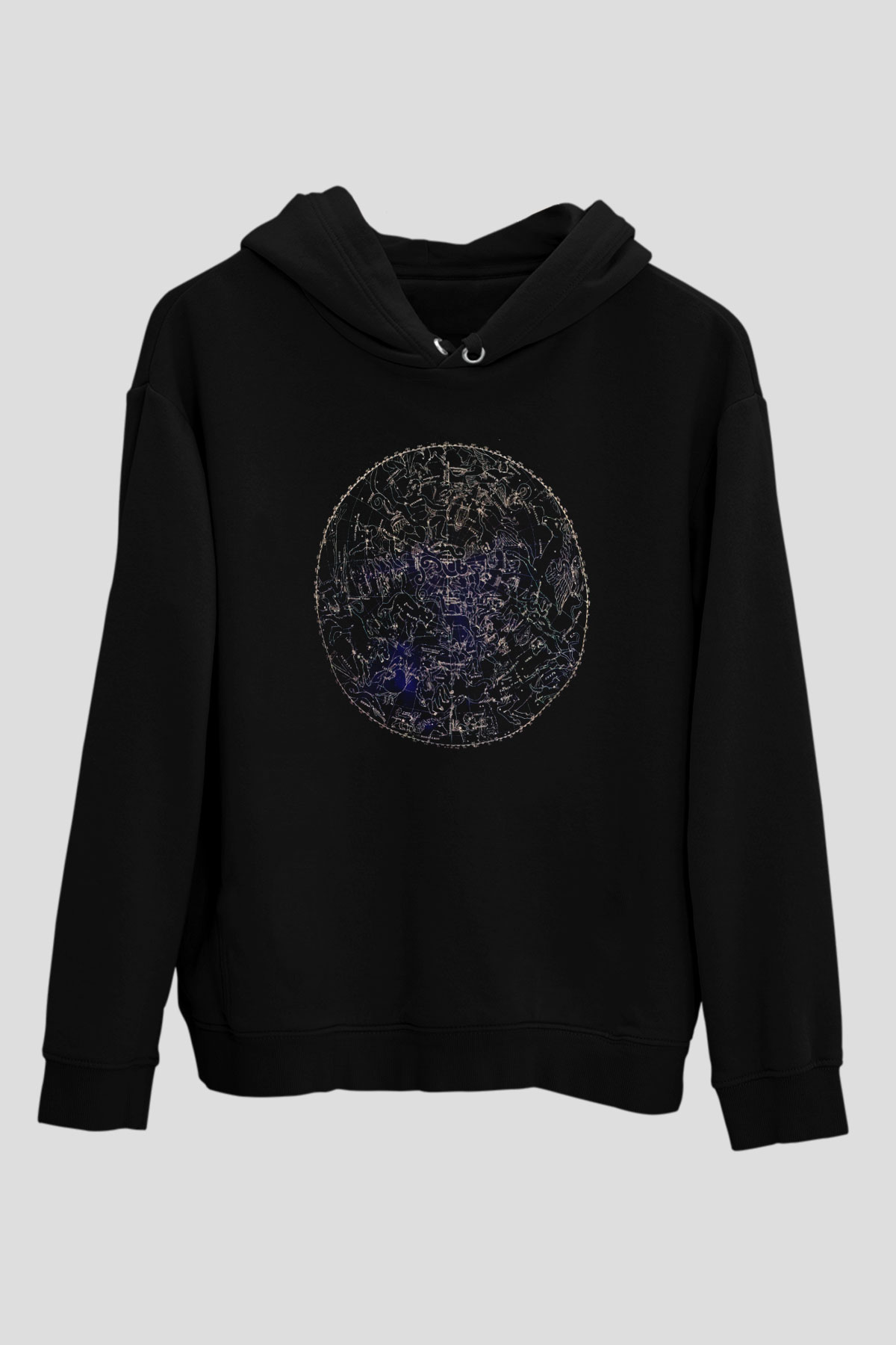 Astronom Siyah Unisex Kapüşonlu Sweatshirt