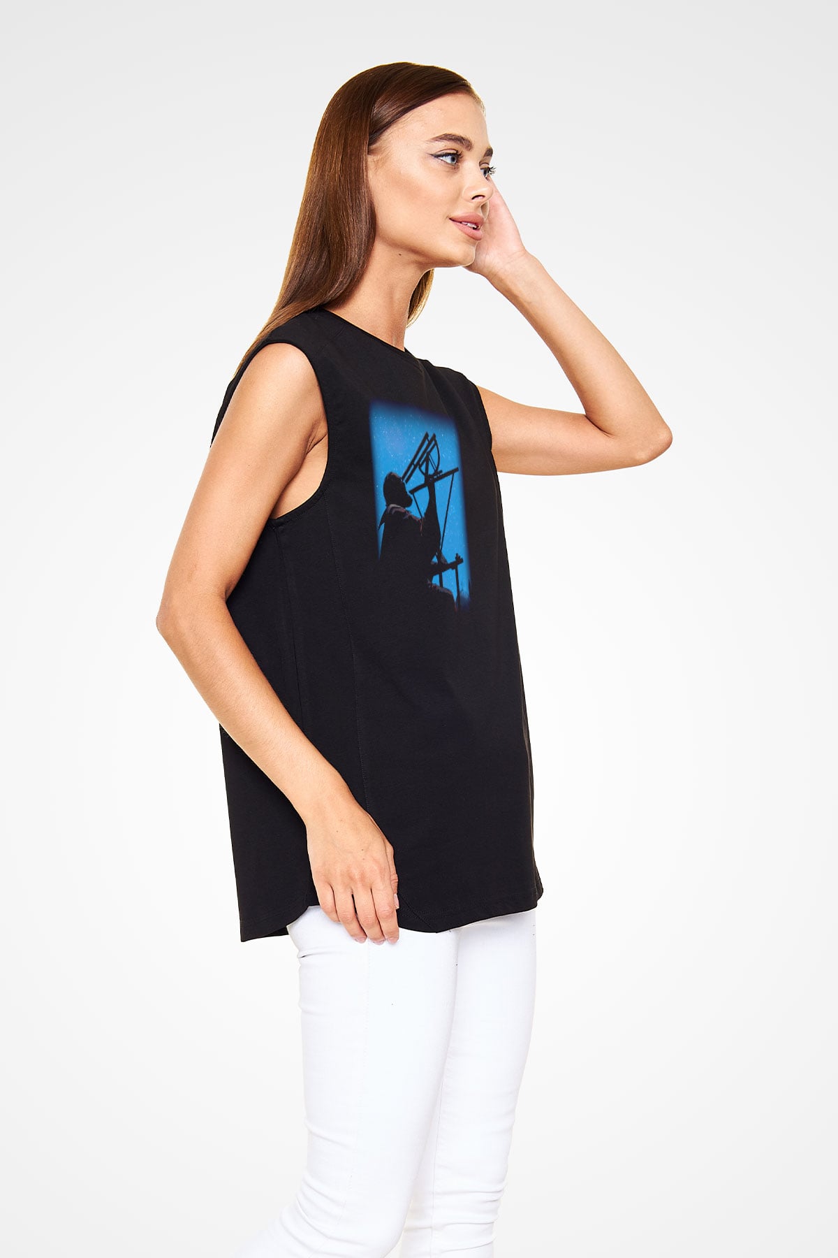 Astronom Siyah Unisex Kolsuz Tişört