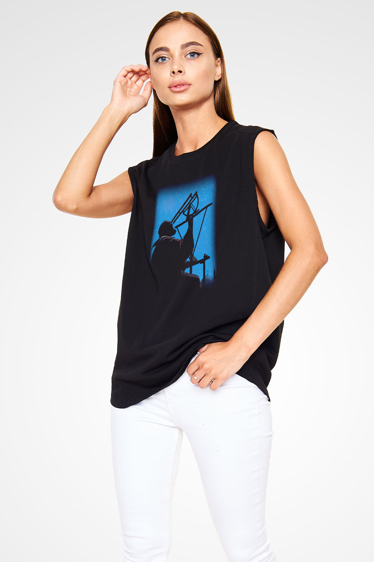 Astronom Siyah Unisex Kolsuz Tişört