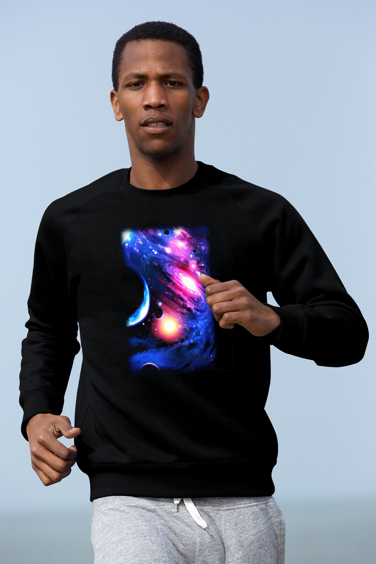 Astronom Siyah Unisex Sweatshirt