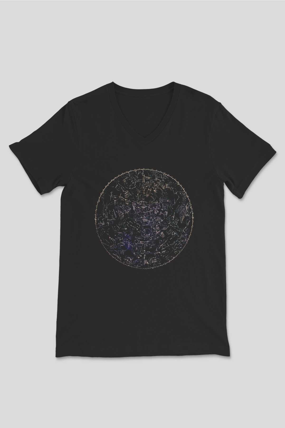 Astronom Siyah Unisex V Yaka Tişört