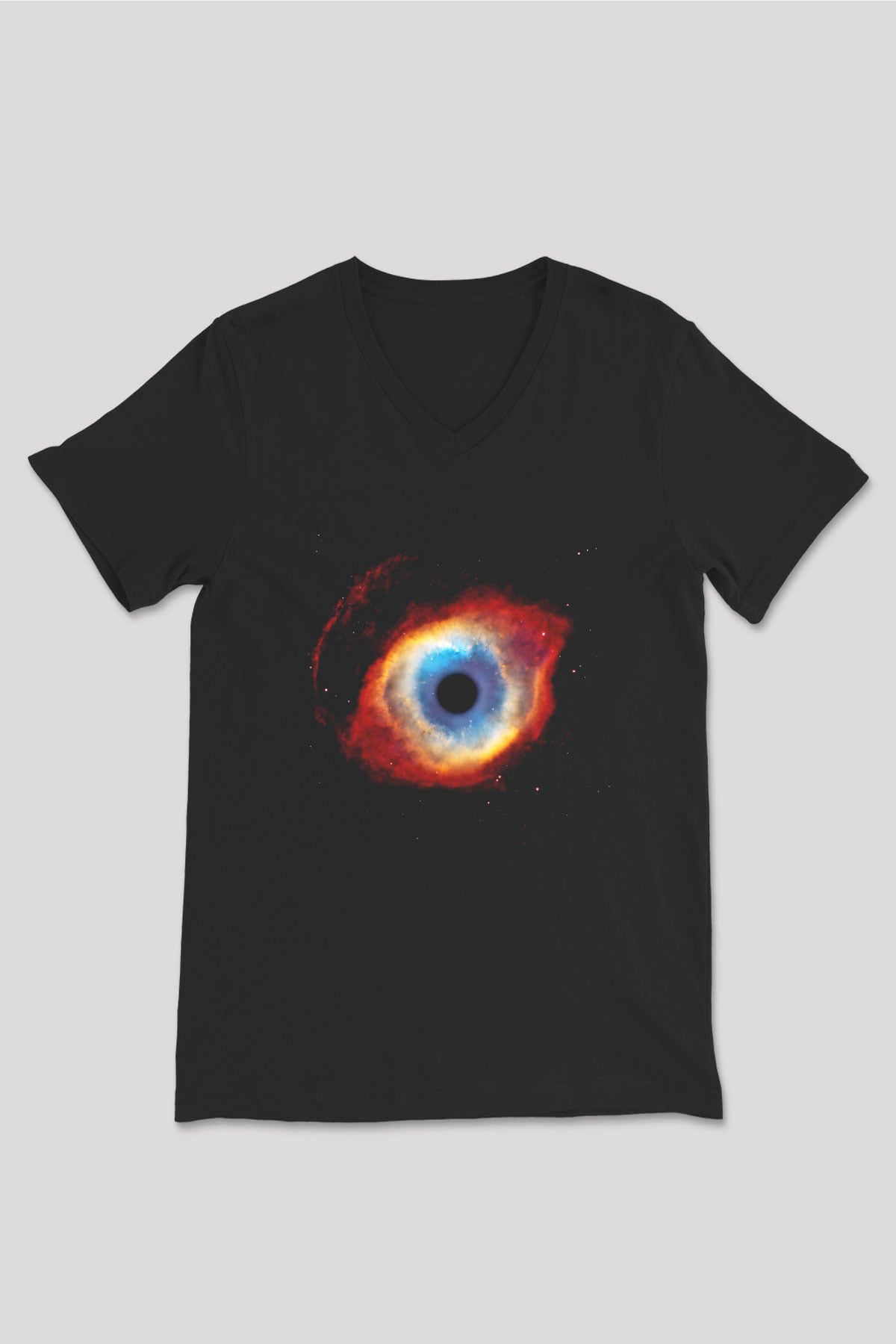 Astronom Siyah Unisex V Yaka Tişört T-Shirt