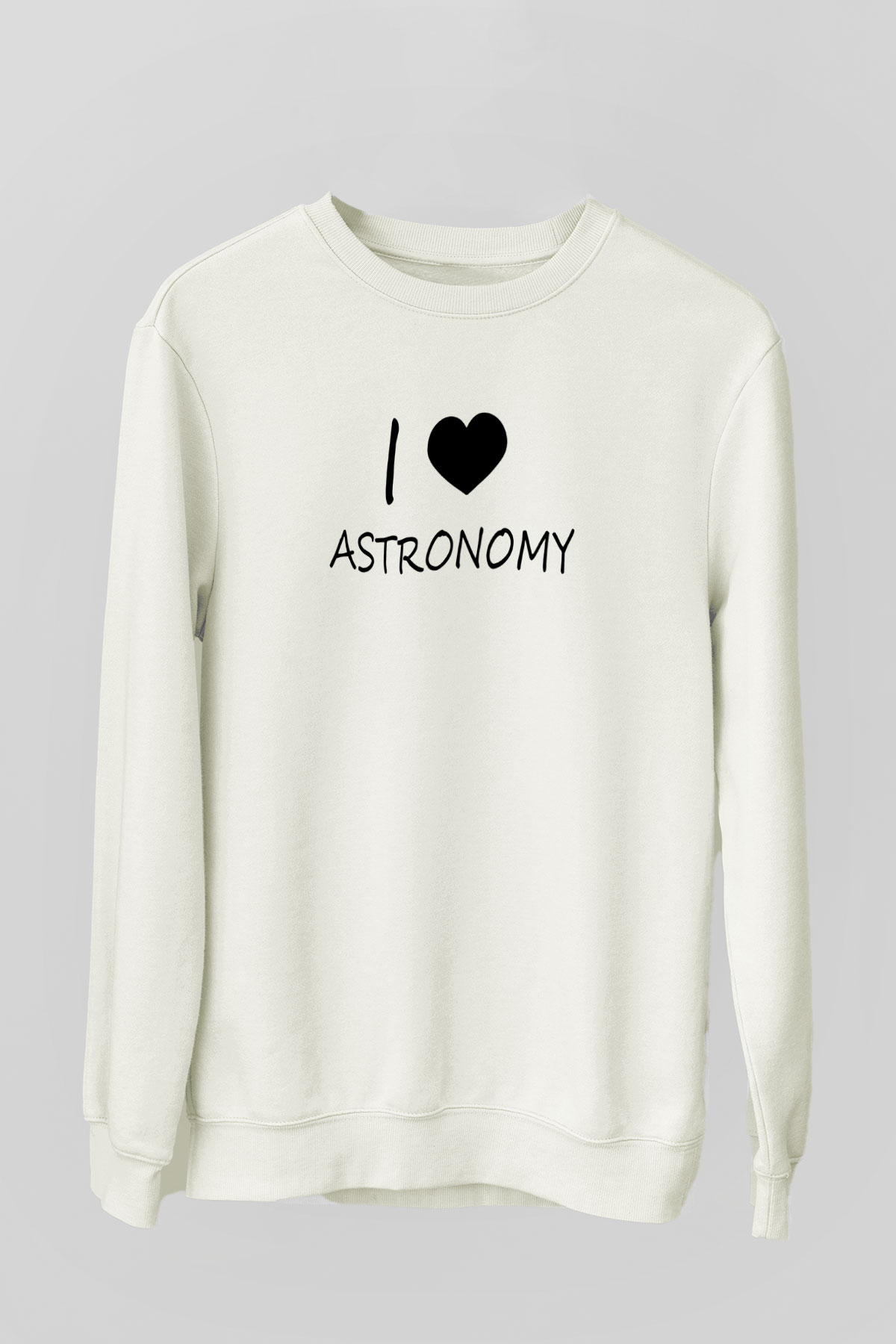 Astronomi Sevenler Baskılı Unisex Ekru Sweatshirt