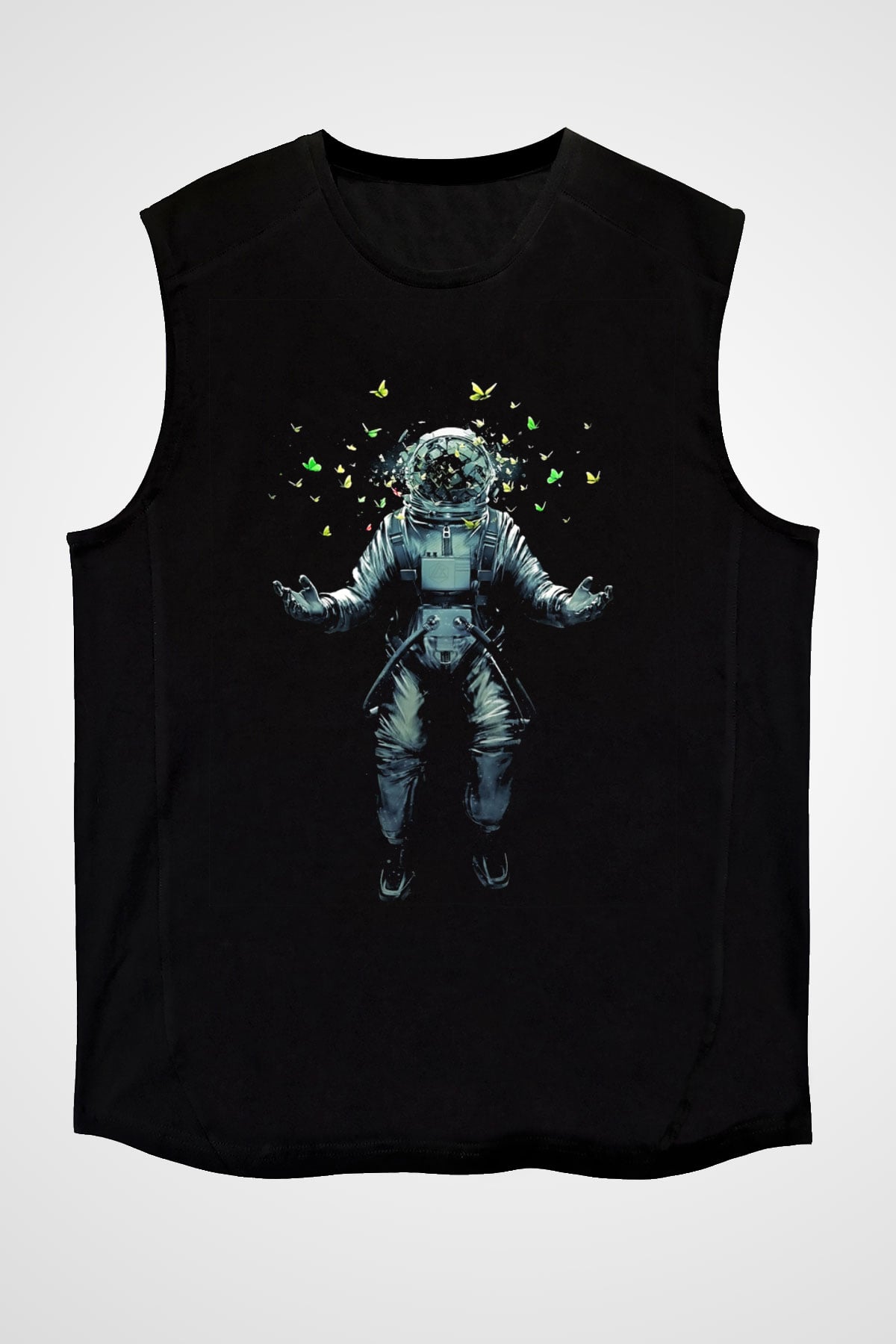 Astronot Siyah Unisex Kolsuz Tişört