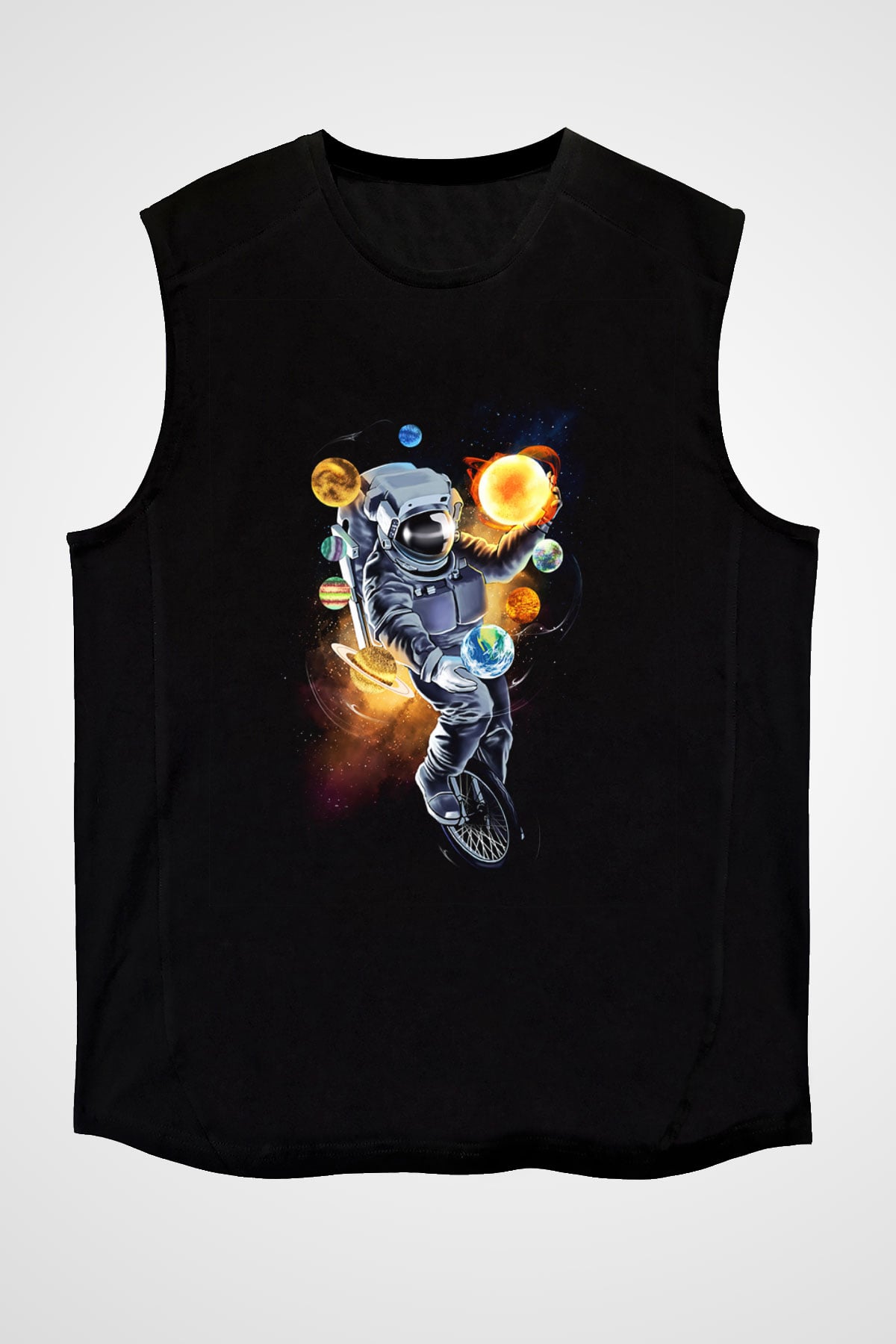 Astronot Siyah Unisex Kolsuz Tişört