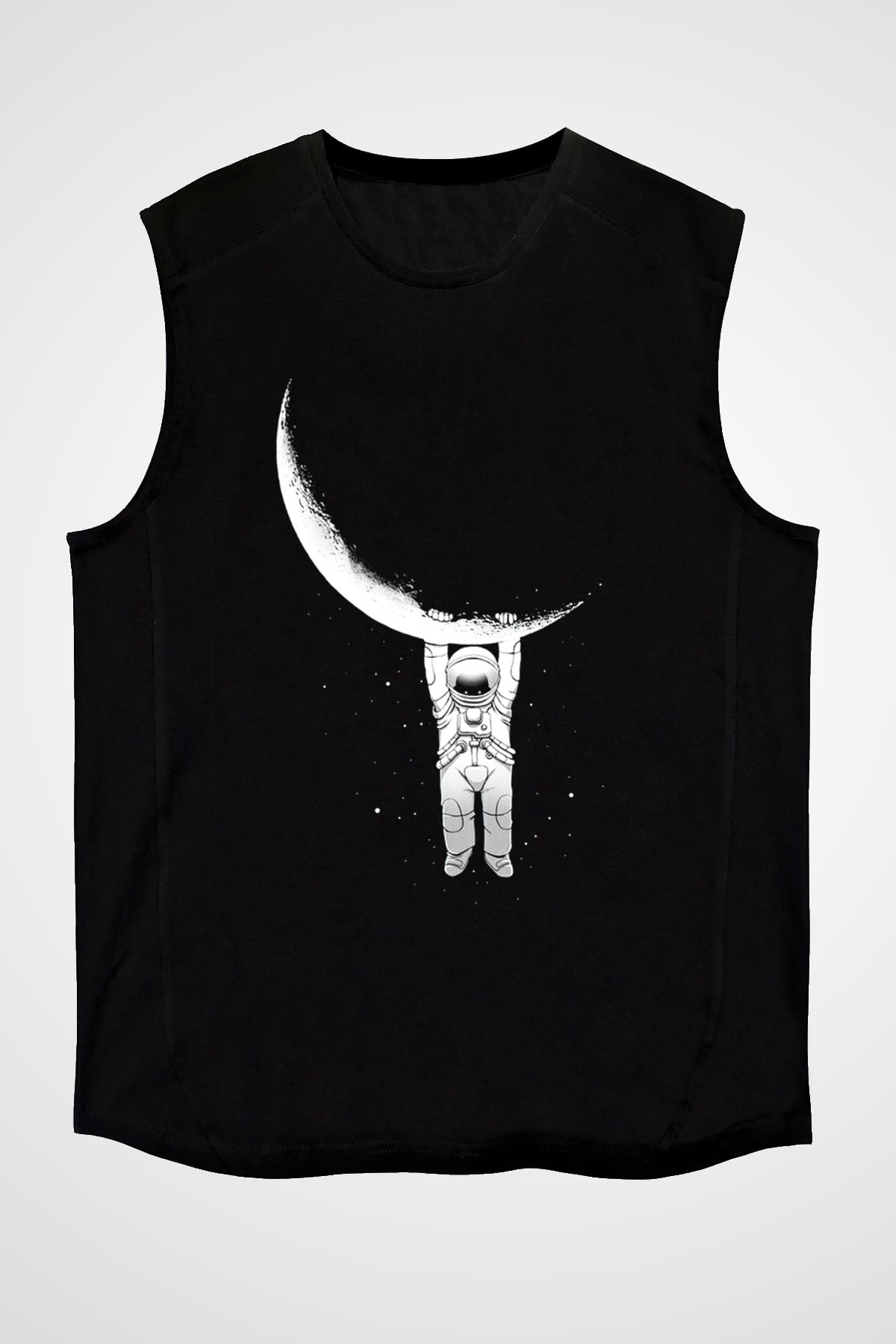 Astronot Siyah Unisex Kolsuz Tişört