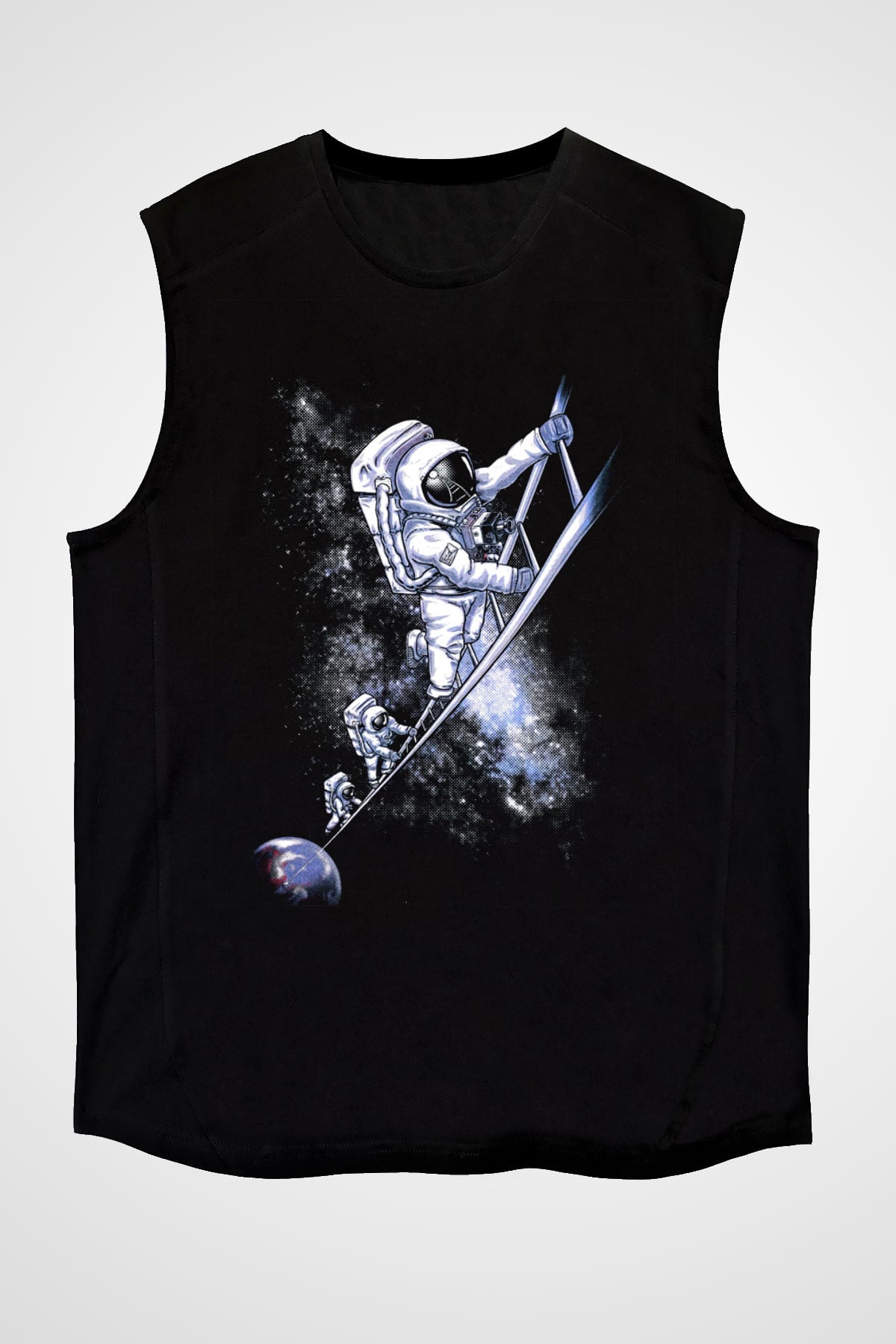 Astronot Siyah Unisex Kolsuz Tişört
