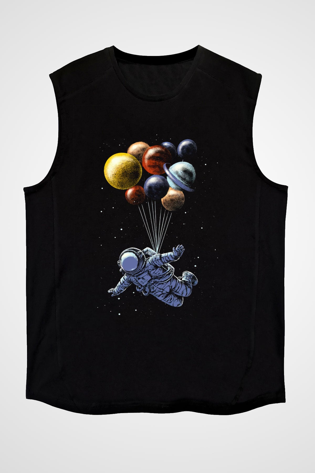 Astronot Siyah Unisex Kolsuz Tişört