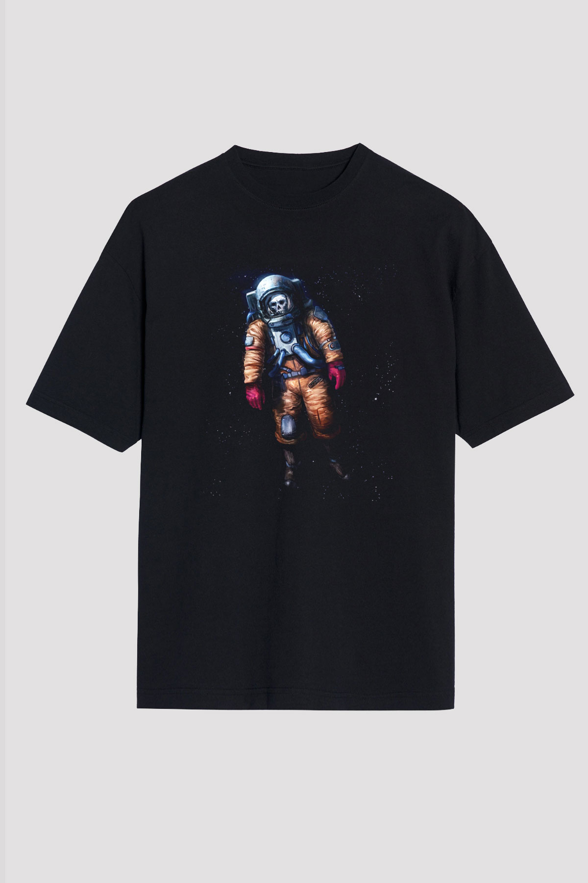 Astronot Siyah Unisex Oversize Tişört T-Shirt