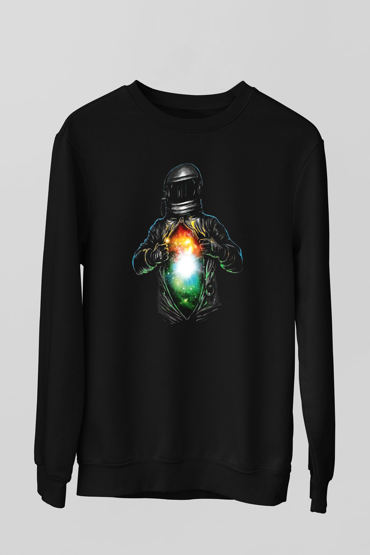 Astronot Siyah Unisex Sweatshirt