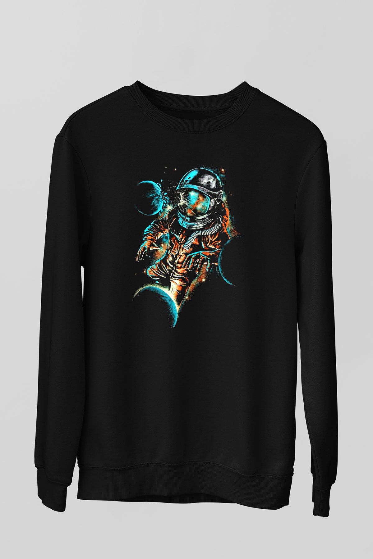 Astronot Siyah Unisex Sweatshirt