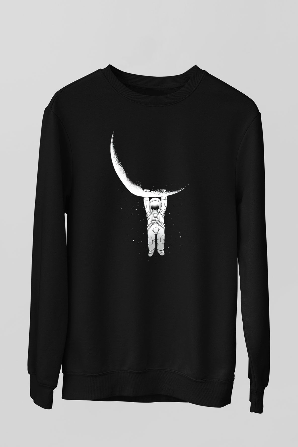Astronot Siyah Unisex Sweatshirt