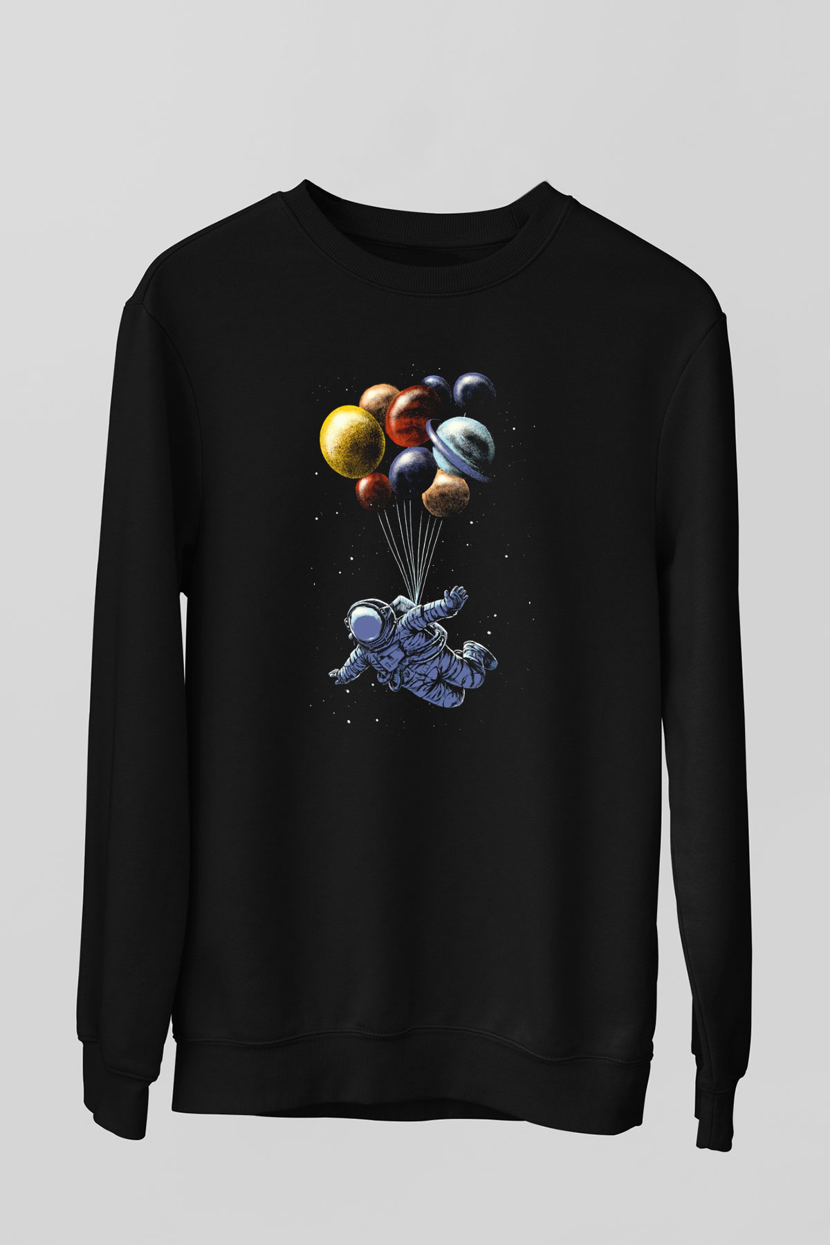 Astronot Siyah Unisex Sweatshirt