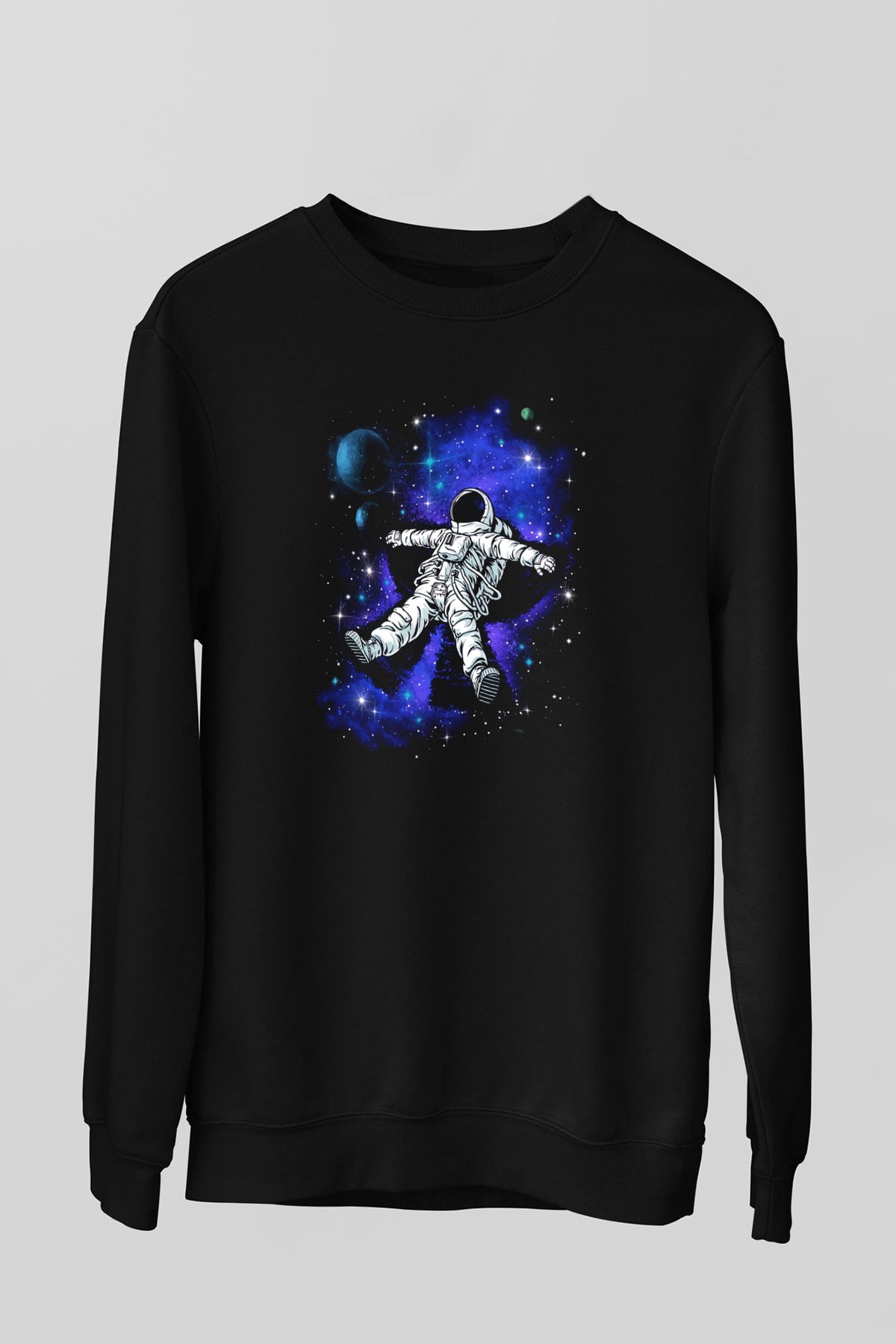 Astronot Siyah Unisex Sweatshirt