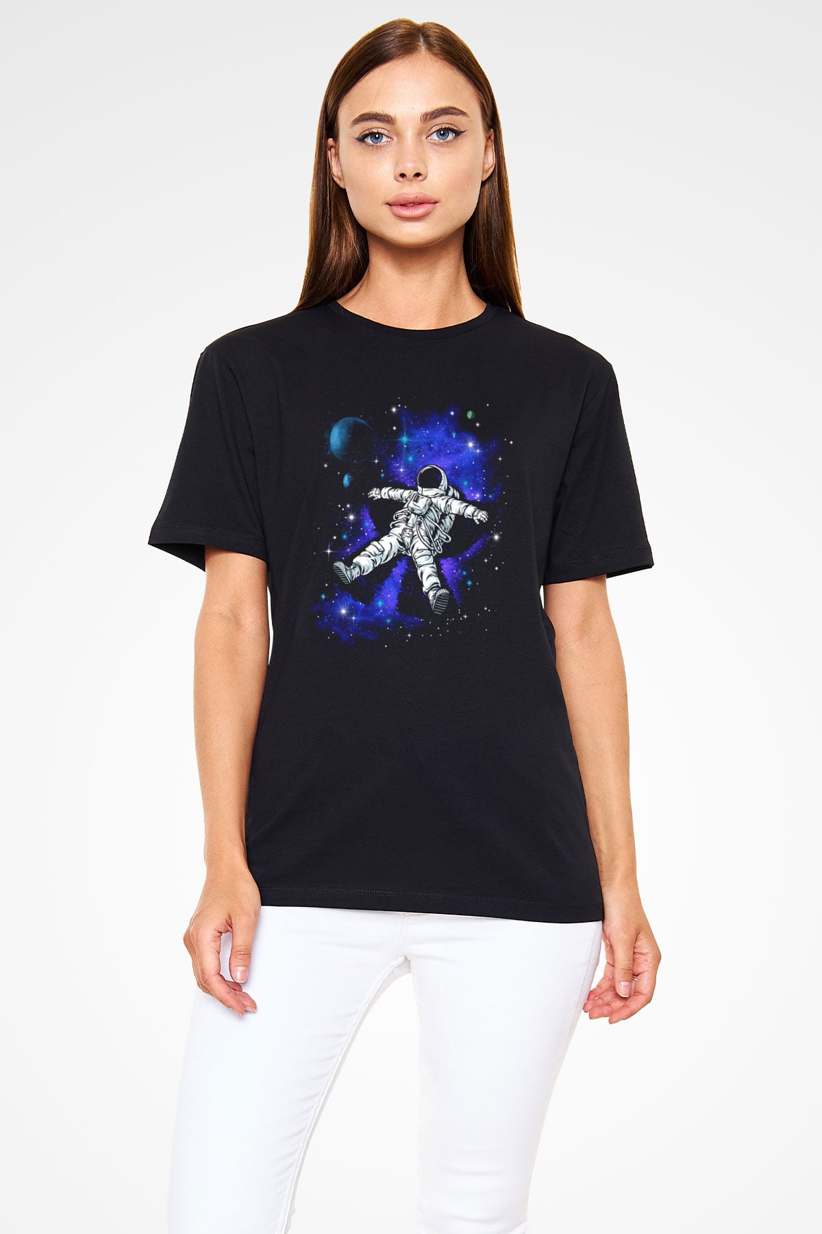 Astronot Siyah Unisex Tişört T-Shirt - TişörtFabrikası