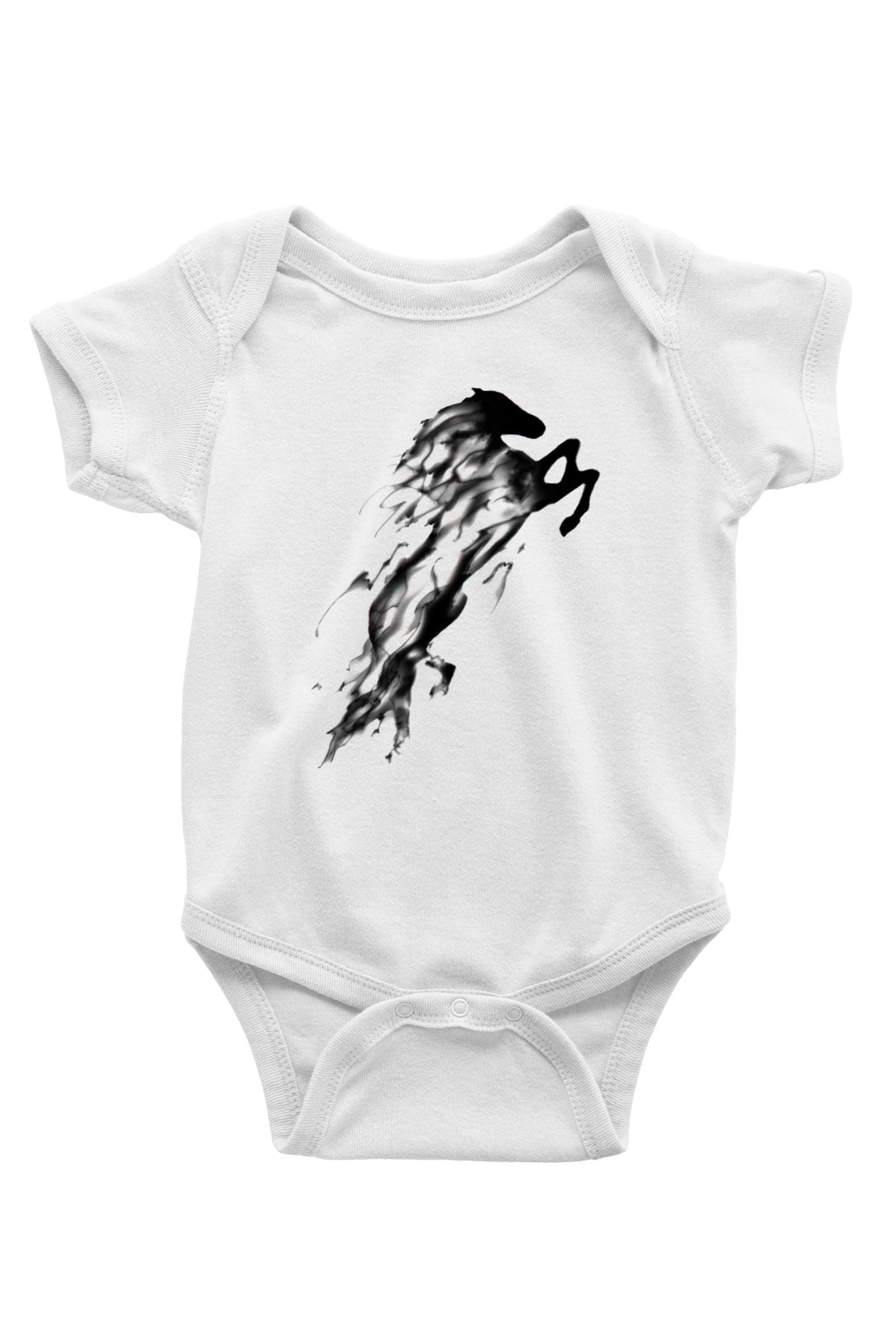 At Baskılı Beyaz Unisex Bebek Body - Zıbın