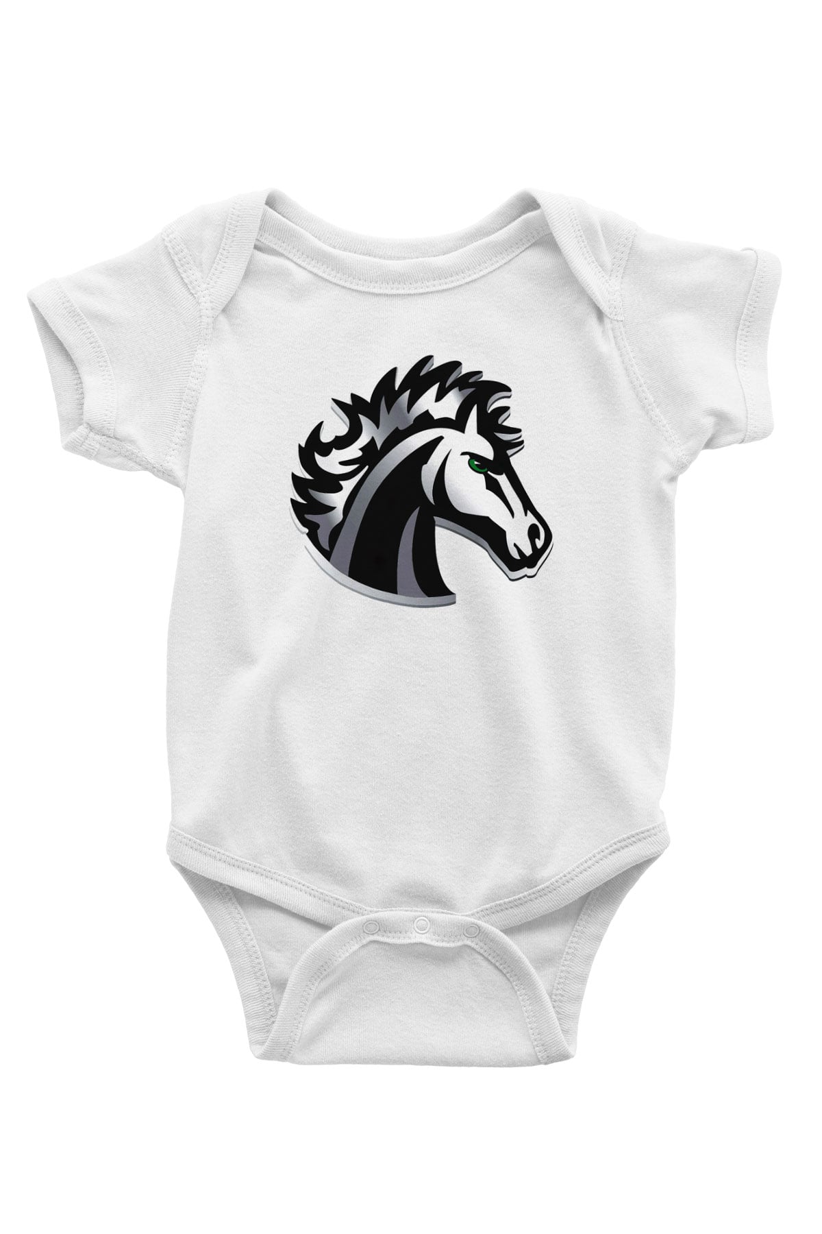 At Baskılı Beyaz Unisex Bebek Body - Zıbın