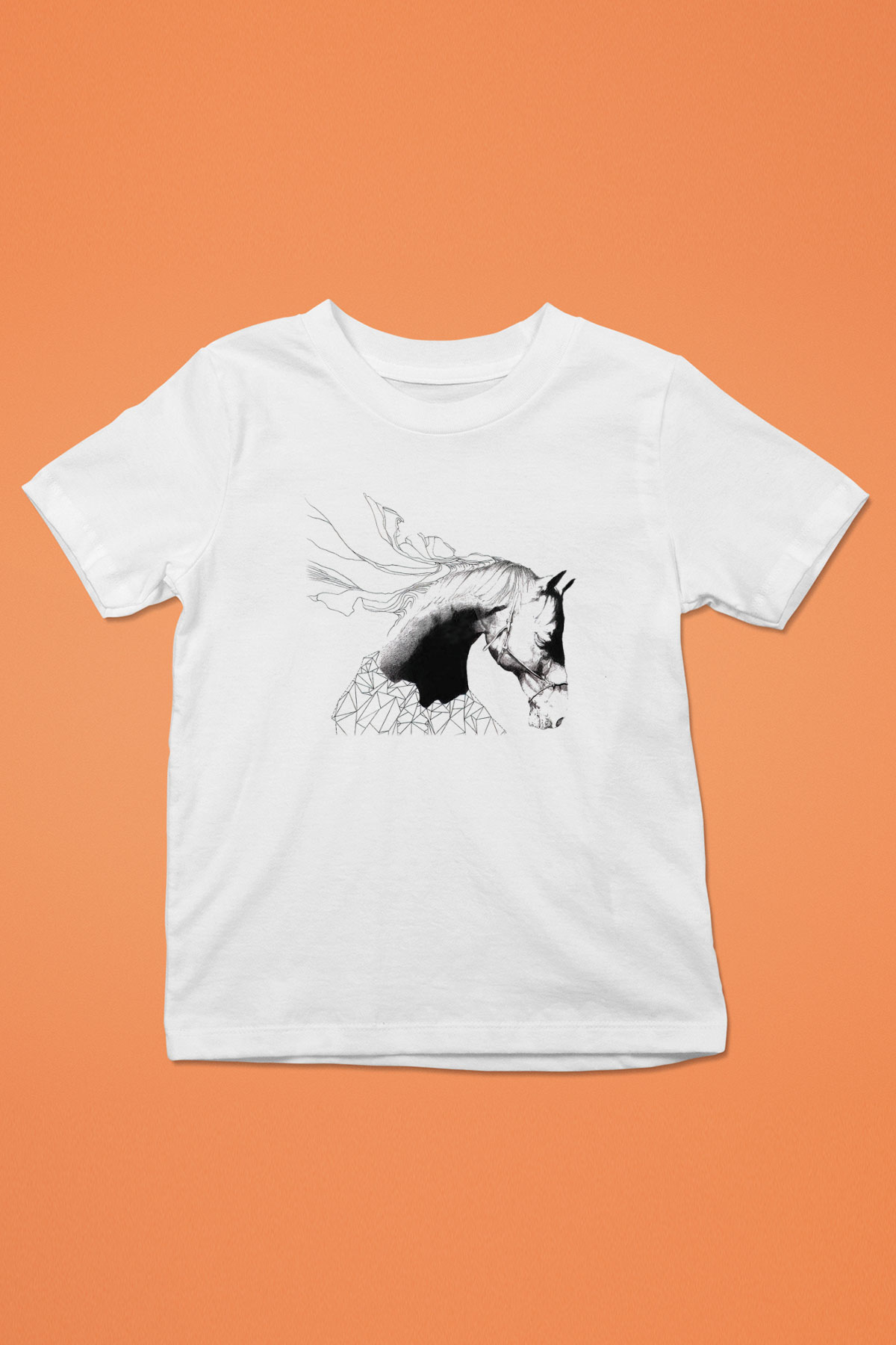 At Baskılı Beyaz Unisex Çocuk Tişört