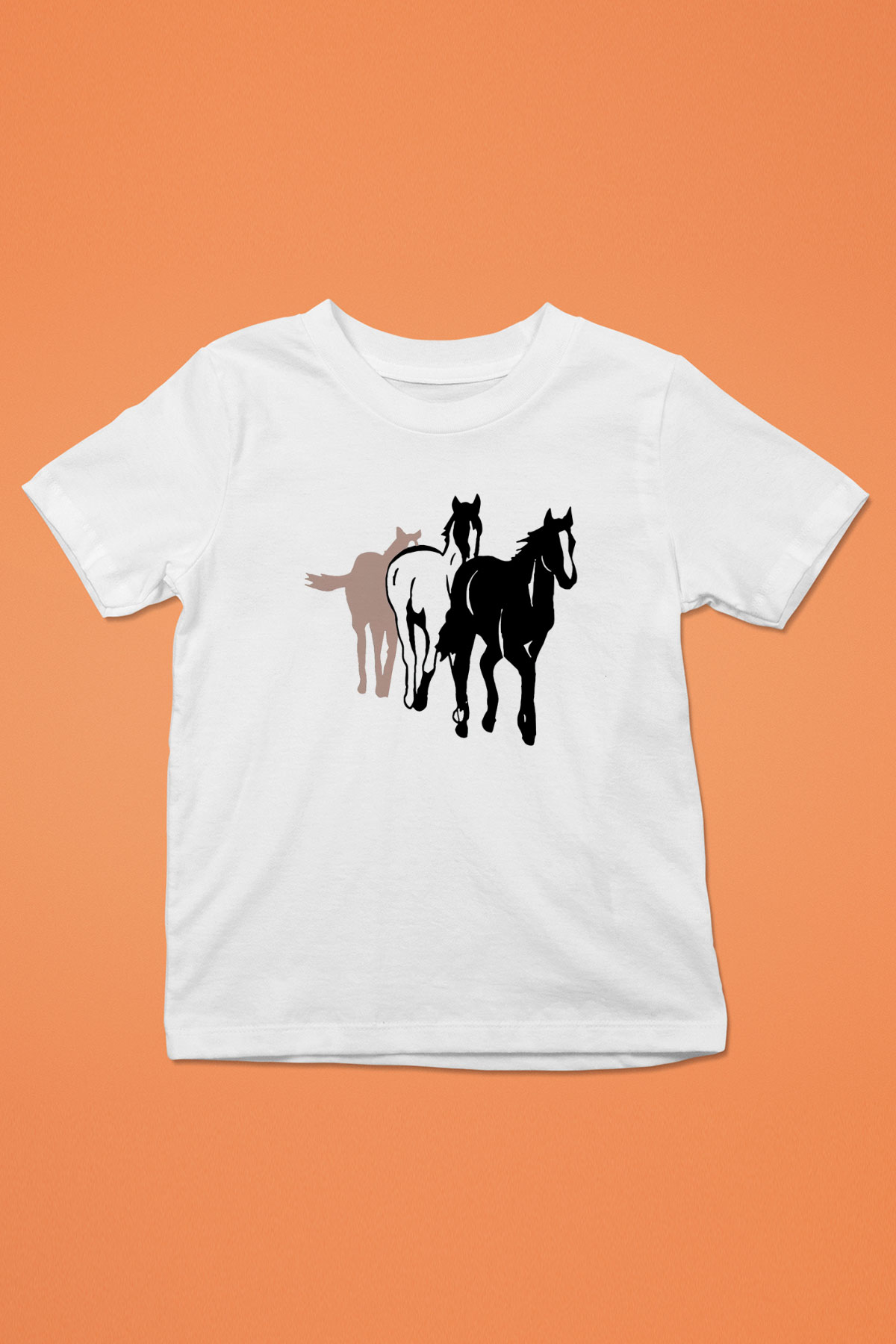 At Baskılı Beyaz Unisex Çocuk Tişört