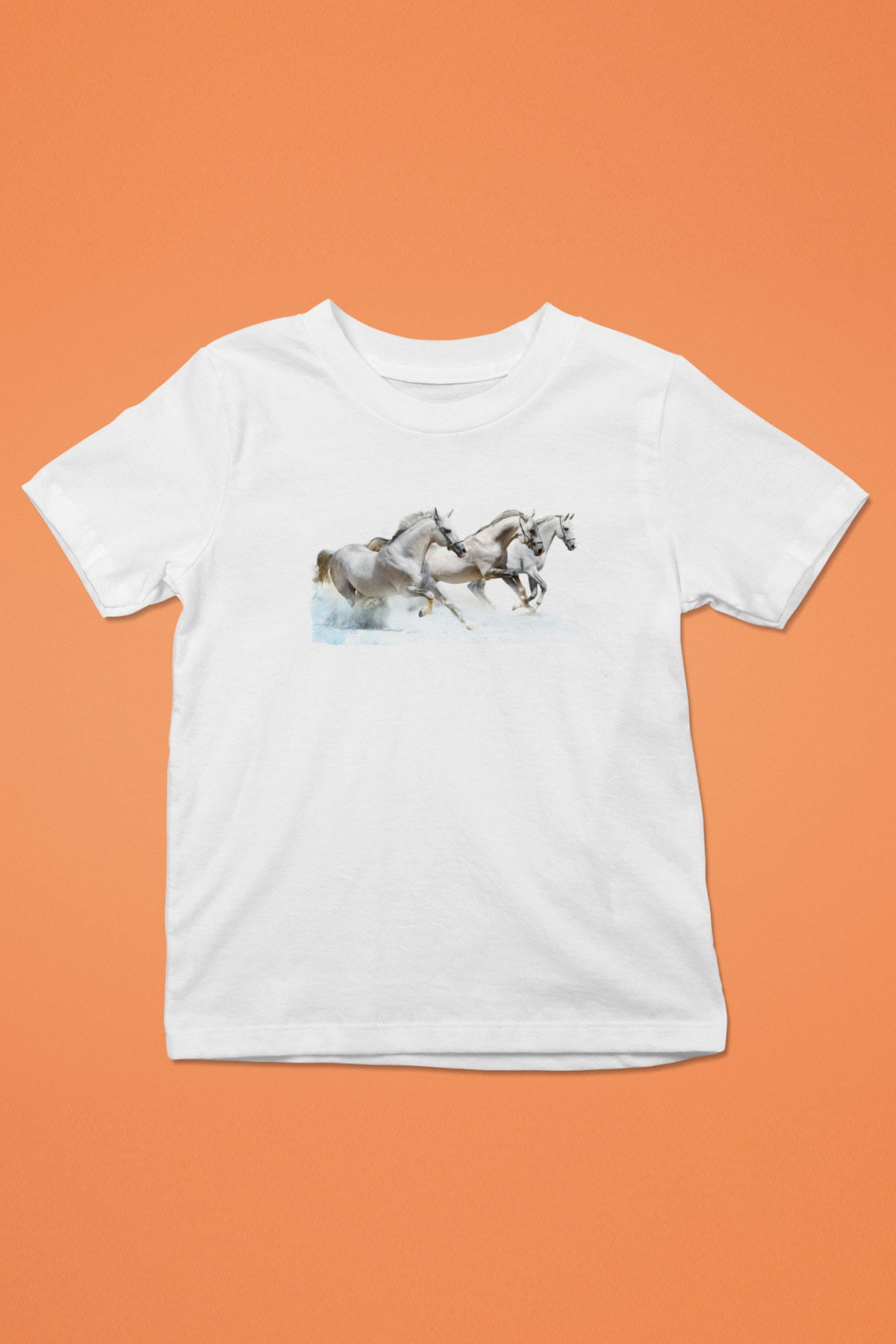 At Beyaz Unisex Çocuk Tişört