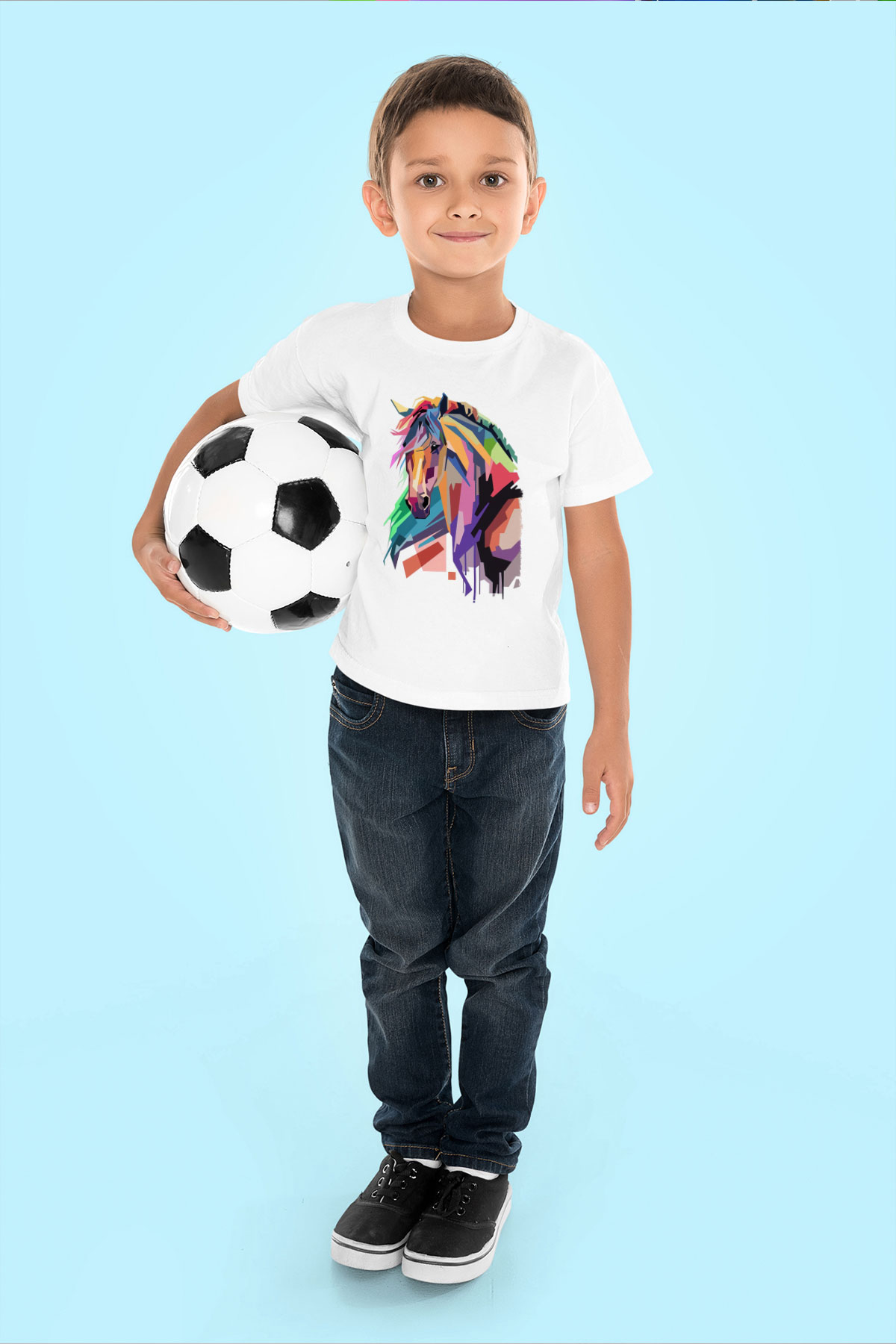 At Beyaz Unisex Çocuk Tişört