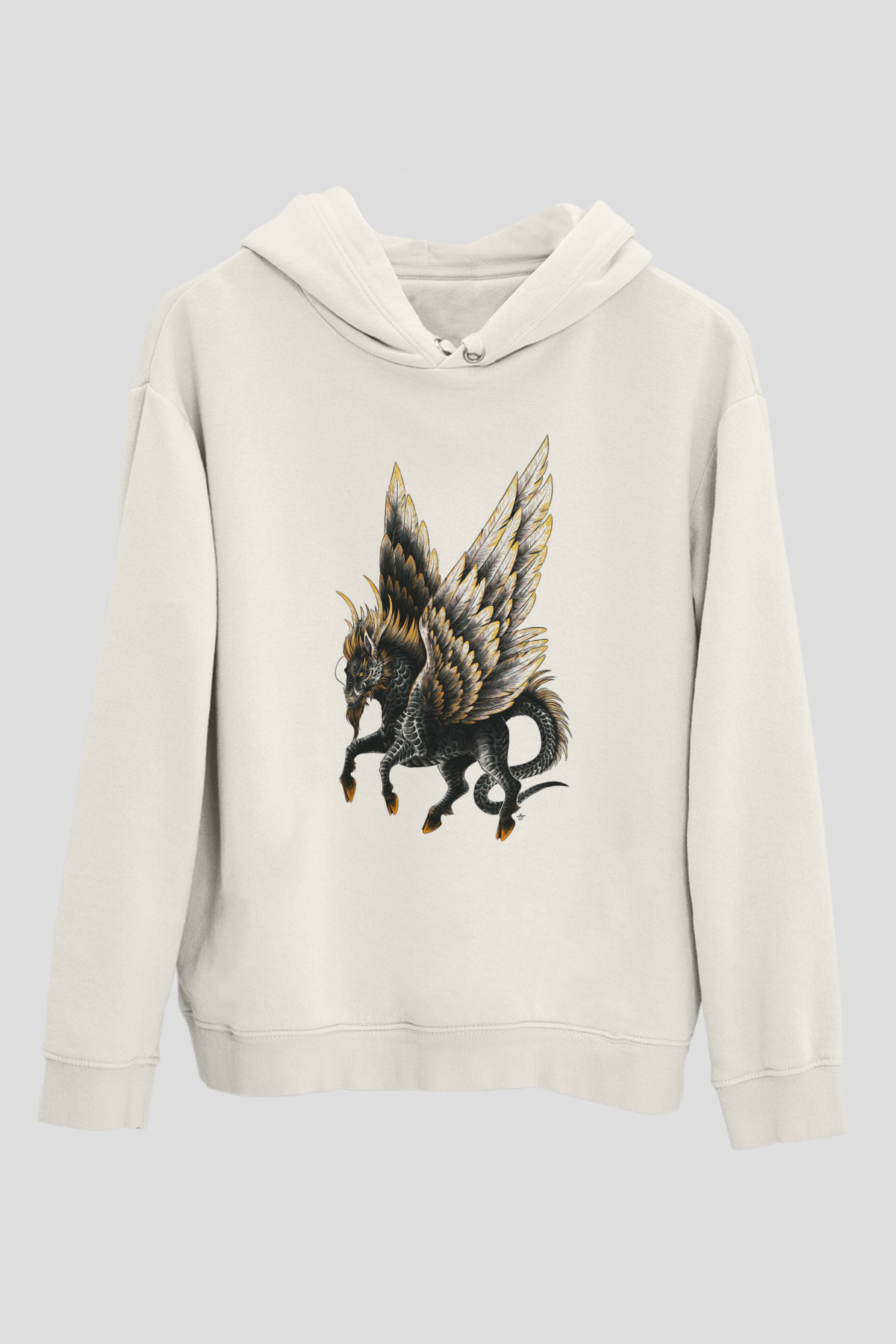 At Beyaz Unisex Kapüşonlu Sweatshirt