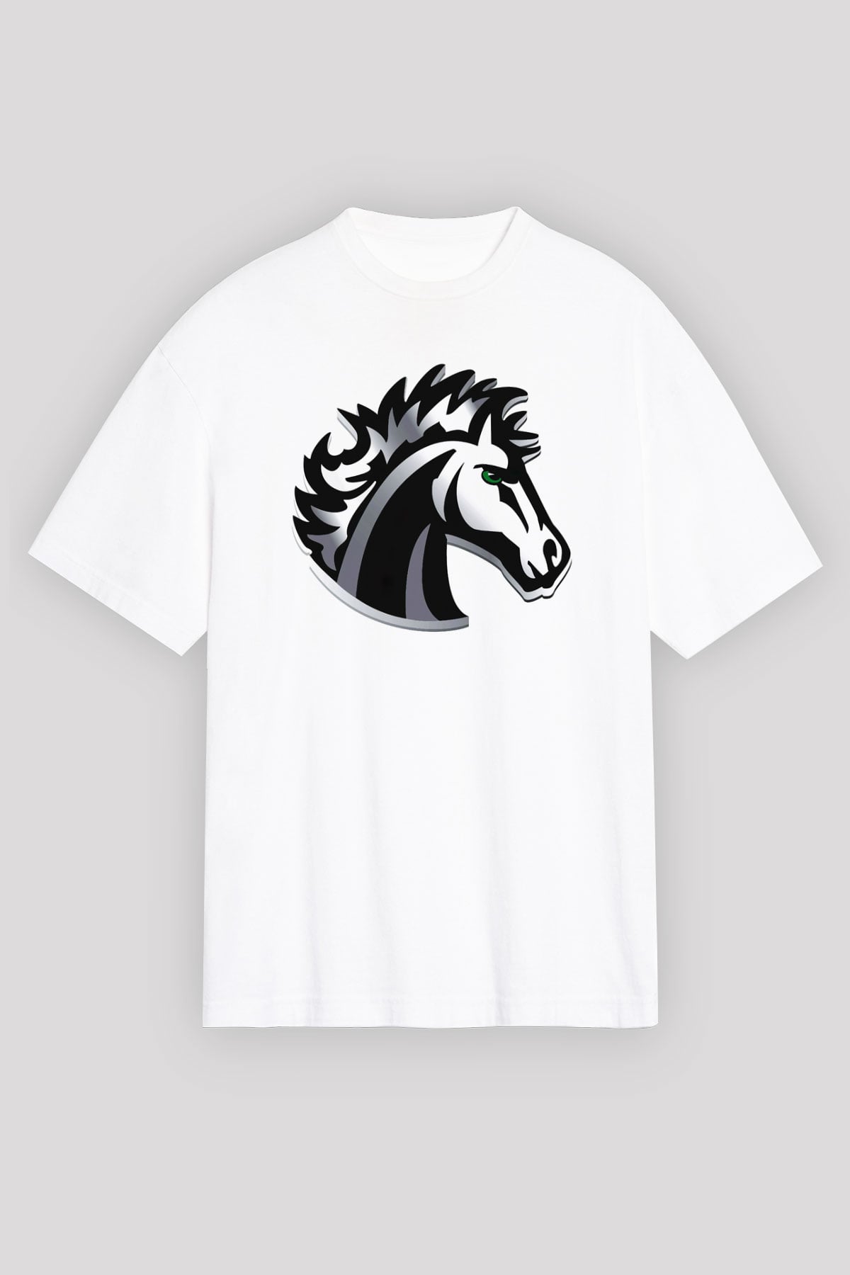 At Beyaz Unisex Oversize Tişört T-Shirt