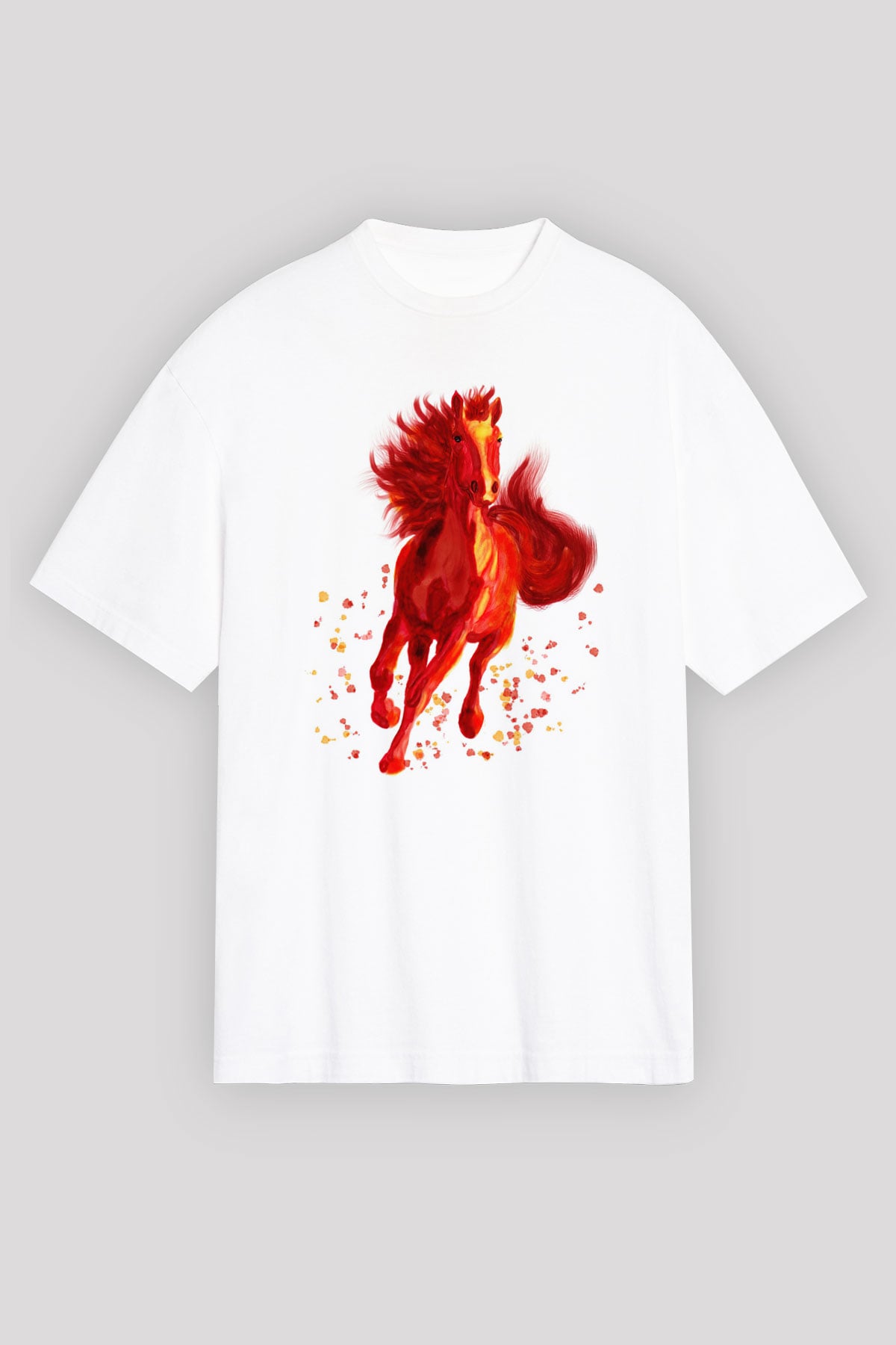 At Beyaz Oversize Tişört Oversize T-shirt - TişörtFabrikası