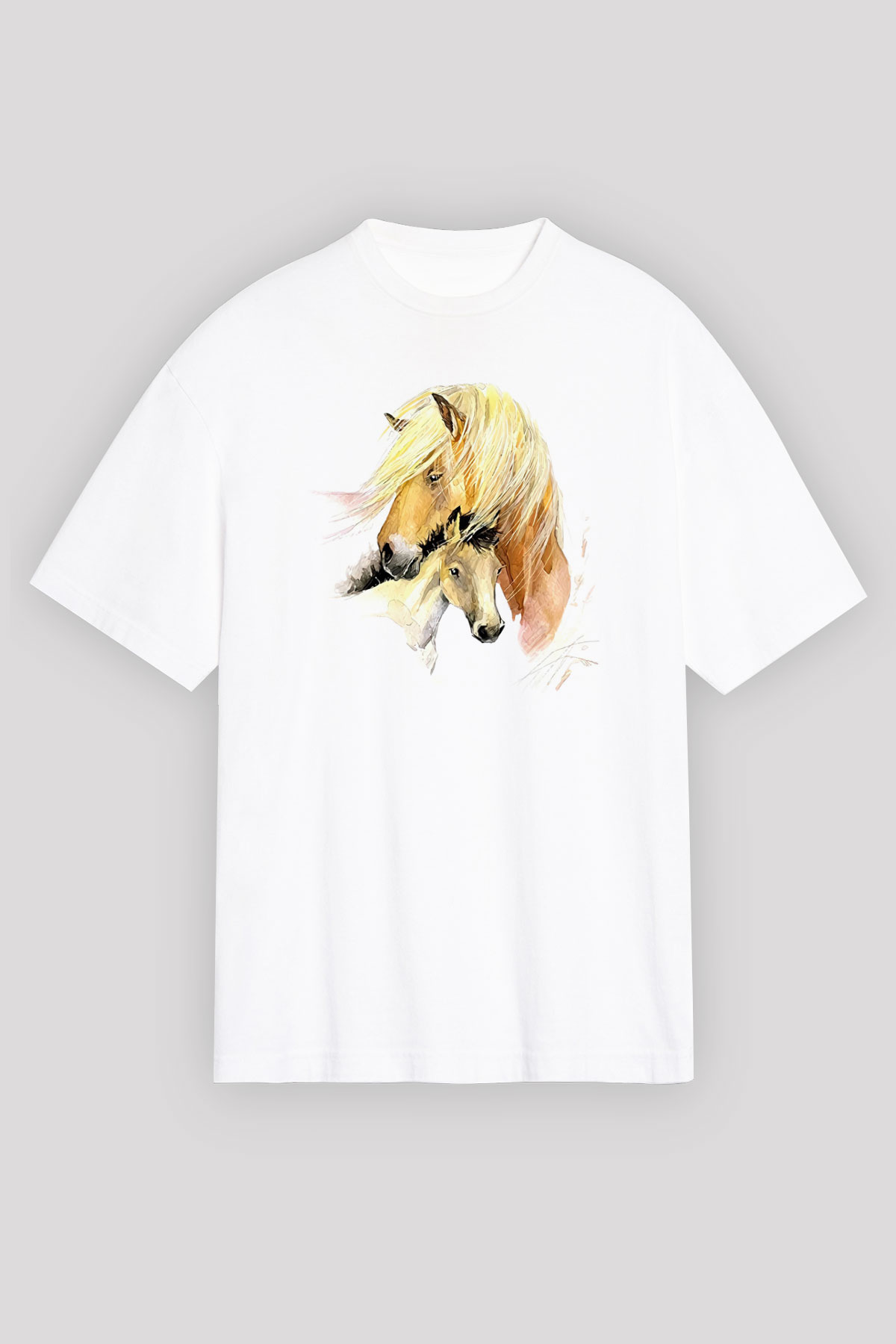 At Beyaz Oversize Tişört Oversize T-shirt - TişörtFabrikası