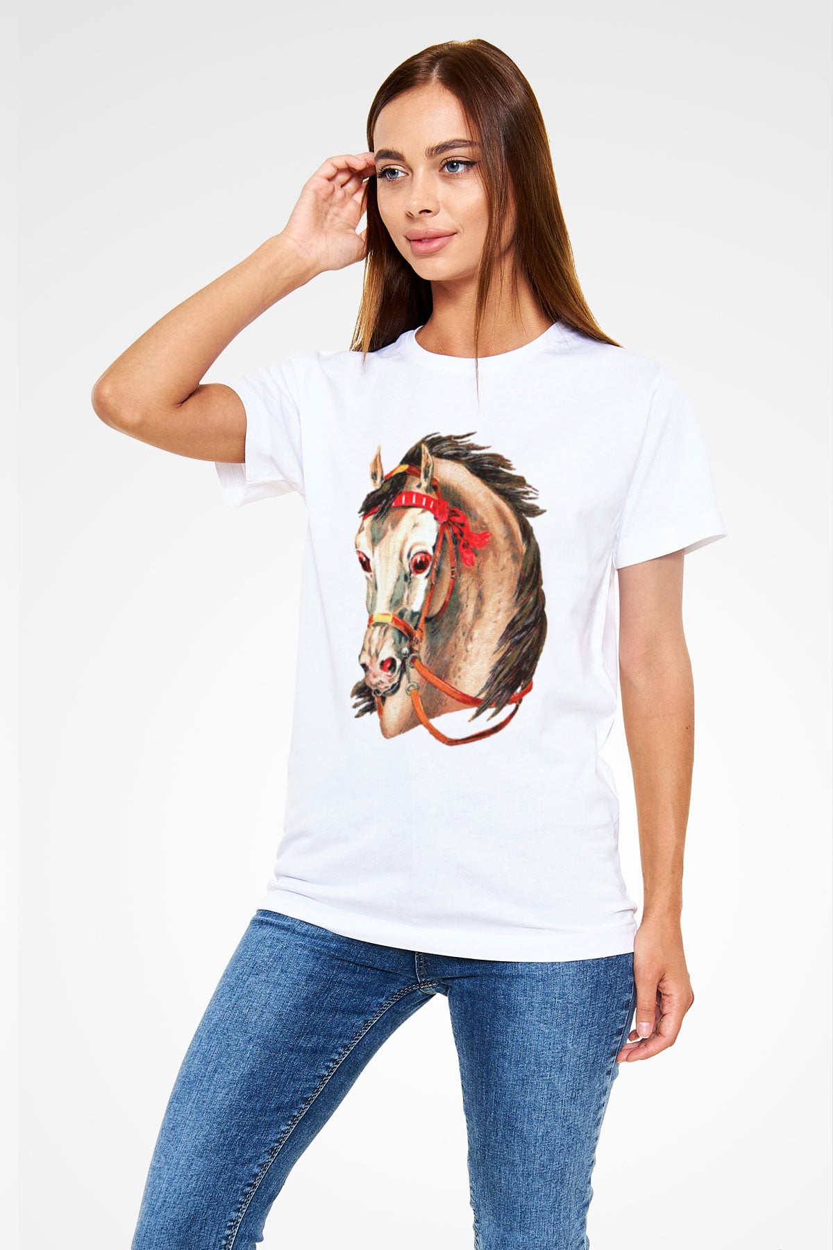 At Beyaz Unisex Tişört T-Shirt - TişörtFabrikası