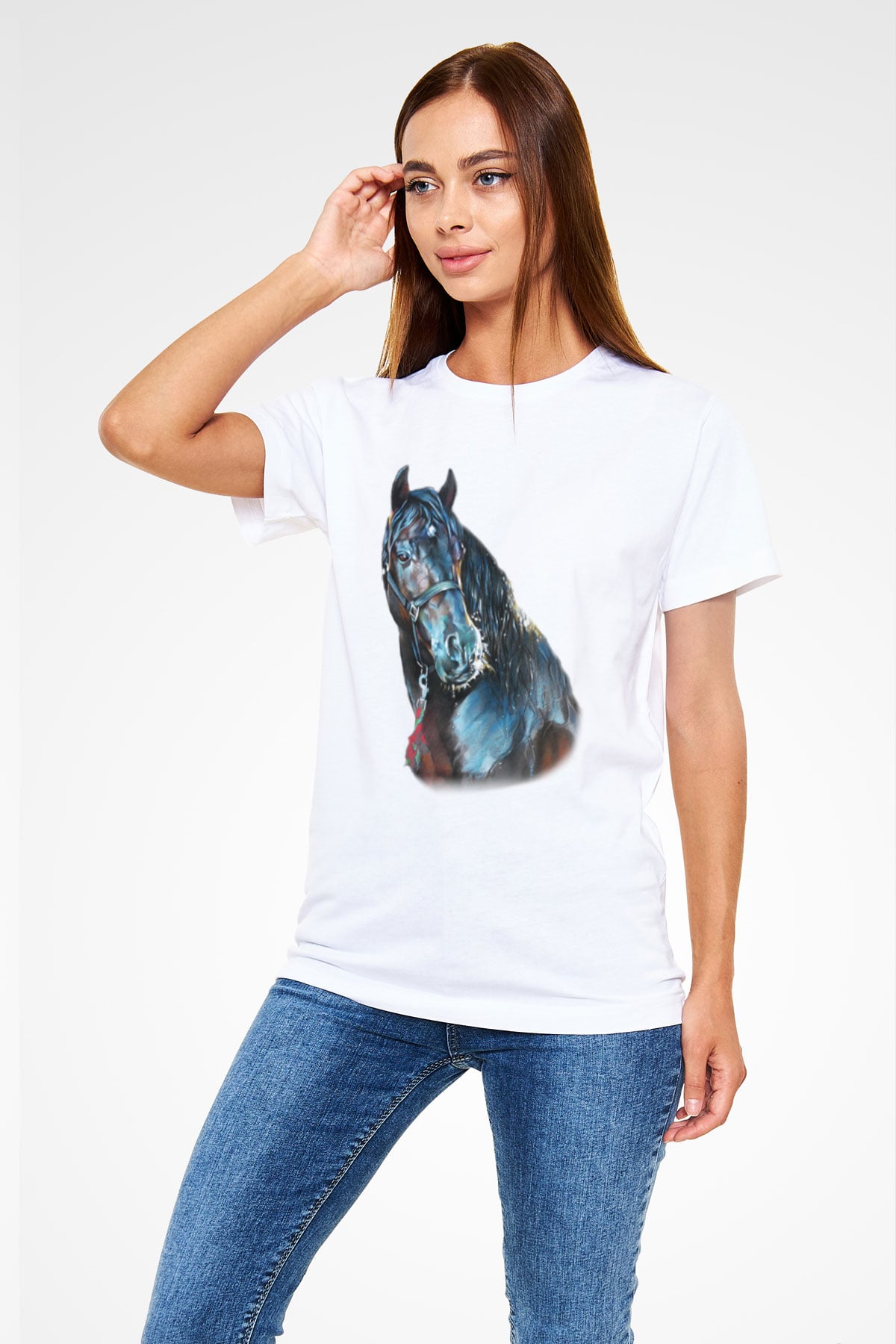 At Beyaz Unisex Tişört T-Shirt - TişörtFabrikası