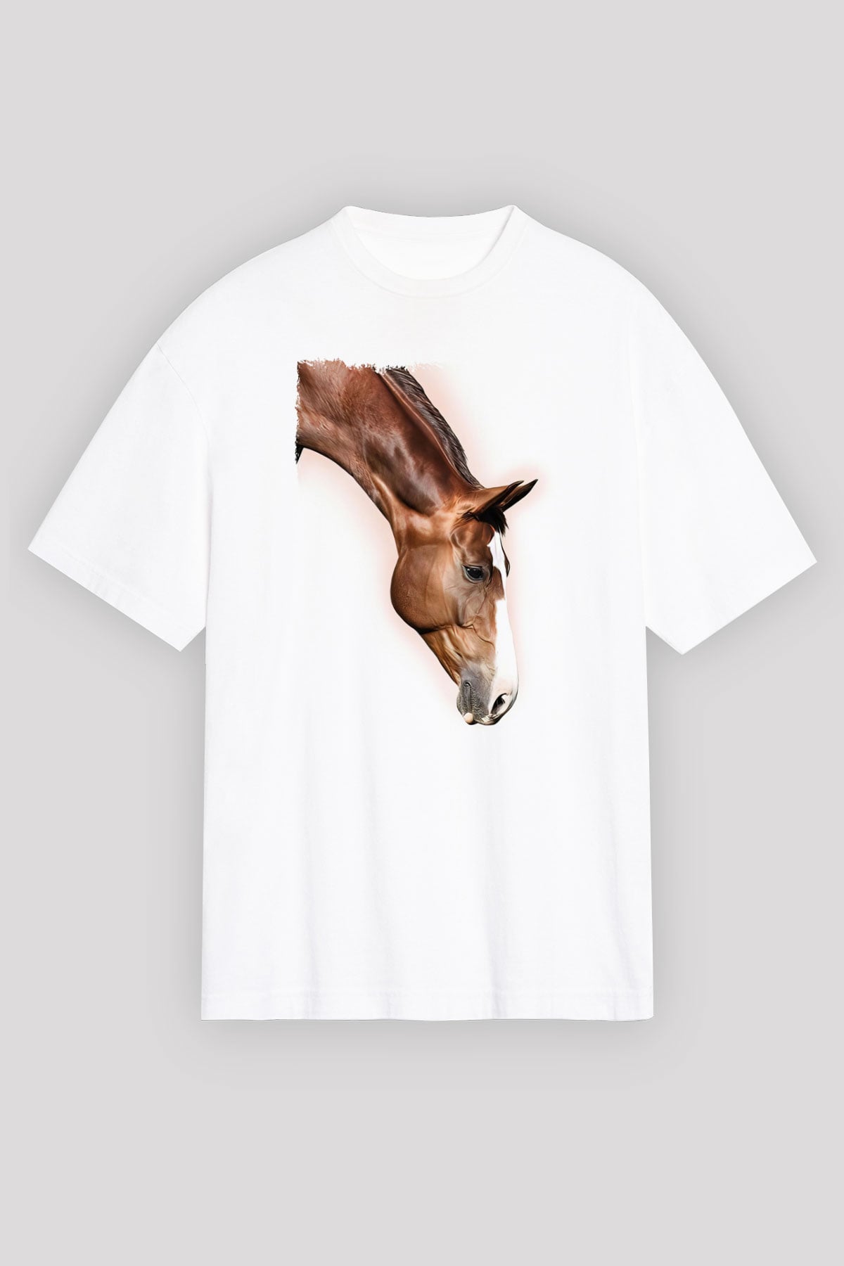 At Beyaz Oversize Tişört Oversize T-shirt - TişörtFabrikası