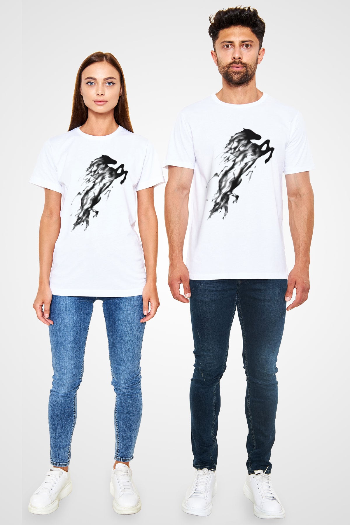 At Beyaz Unisex Tişört T-Shirt - TişörtFabrikası