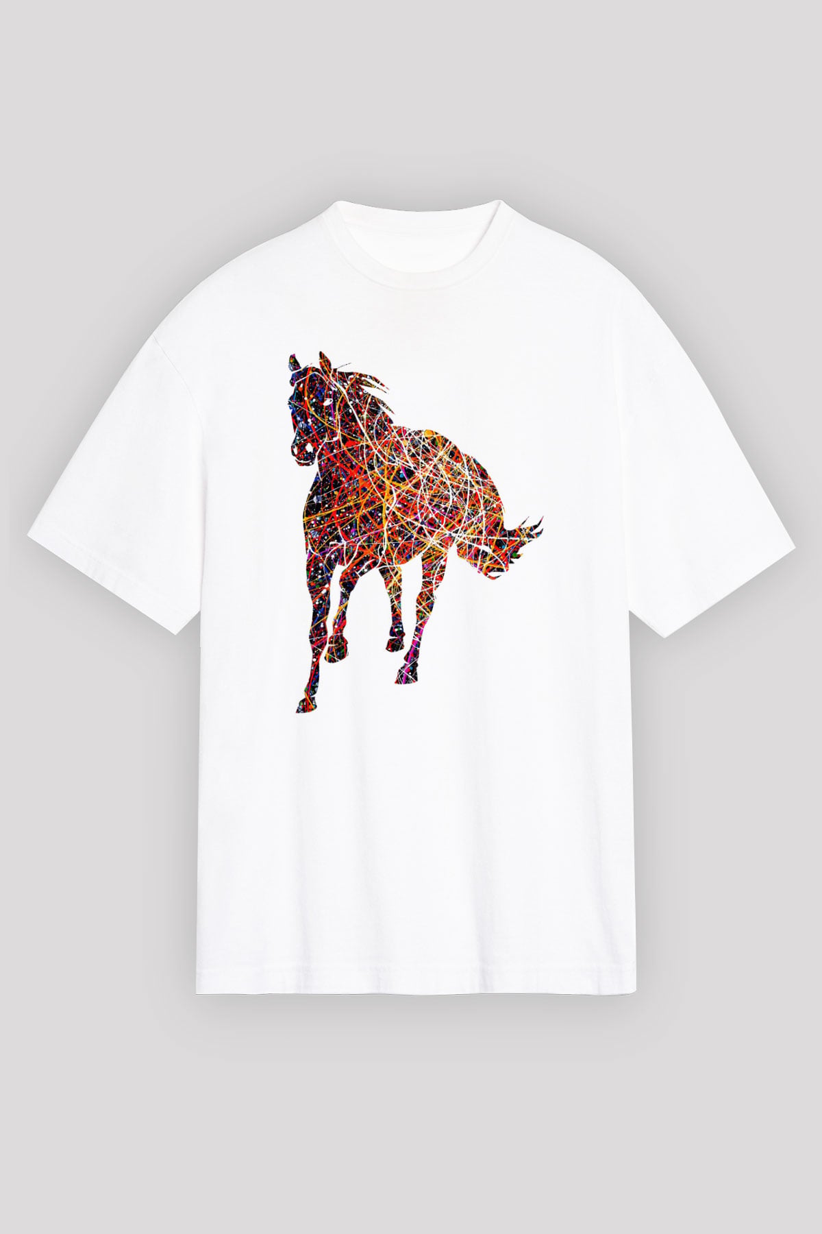 At Beyaz Oversize Tişört Oversize T-shirt - TişörtFabrikası