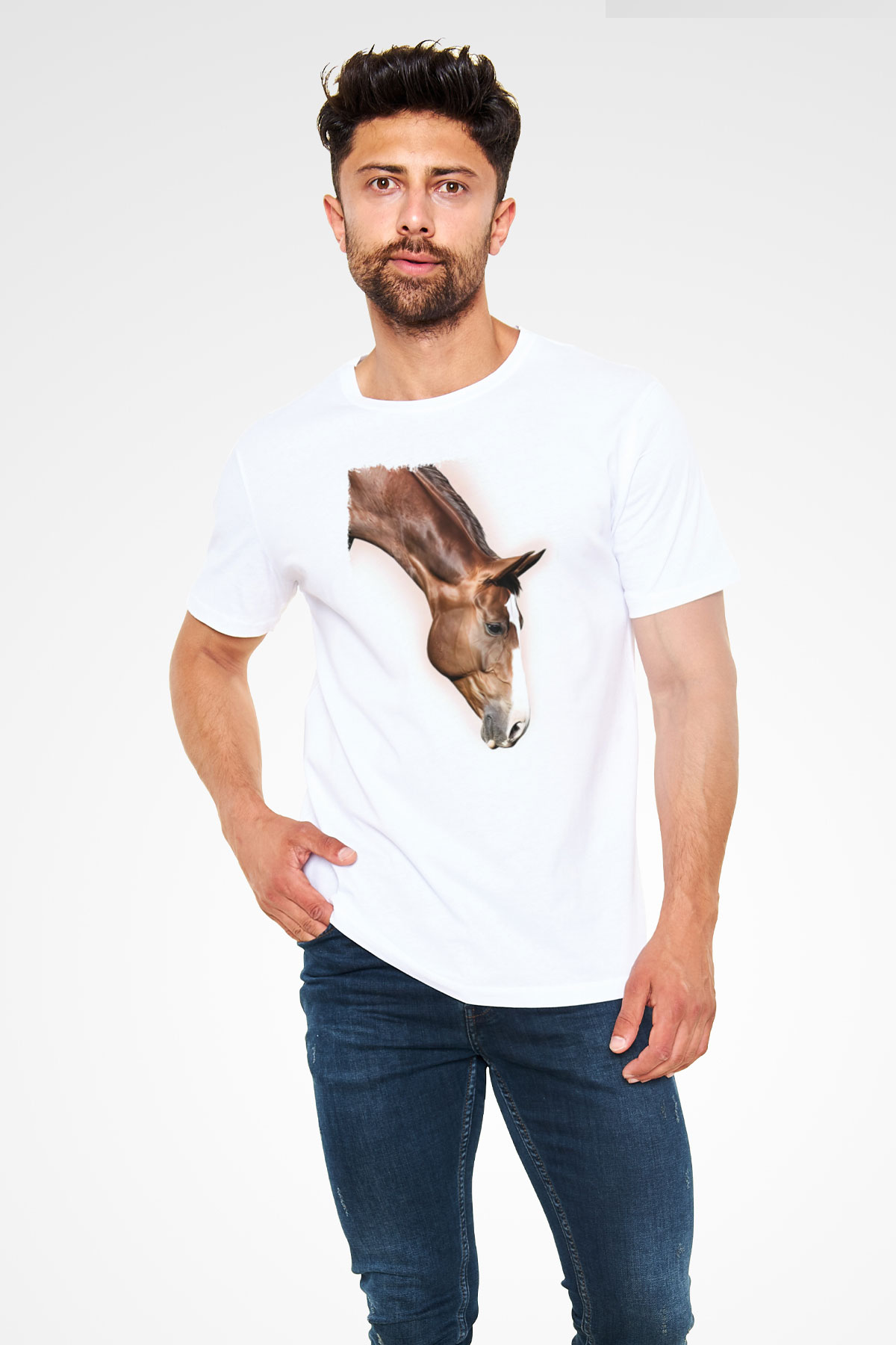 At Beyaz Unisex Tişört T-Shirt - TişörtFabrikası
