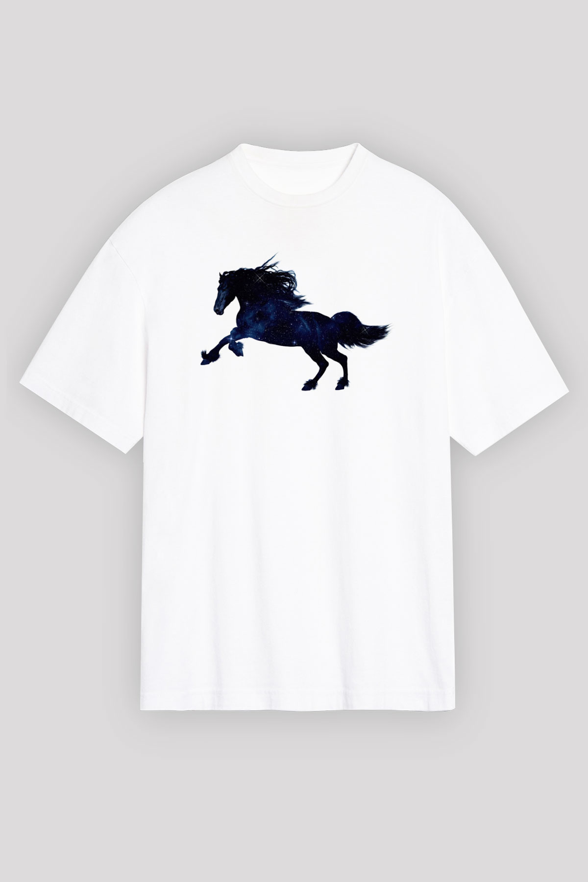 At Beyaz Oversize Tişört Oversize T-shirt - TişörtFabrikası