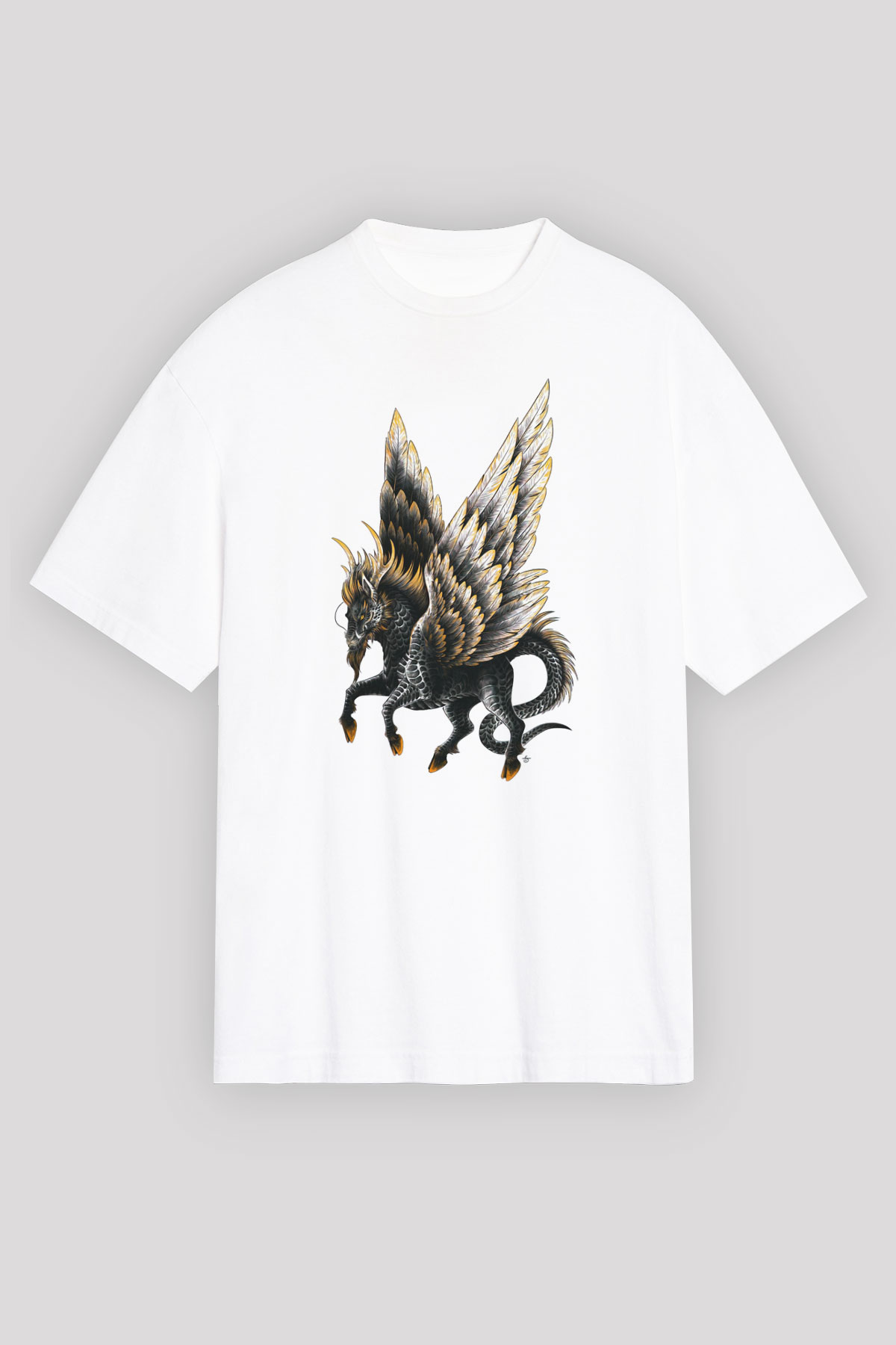 At Beyaz Oversize Tişört Oversize T-shirt - TişörtFabrikası
