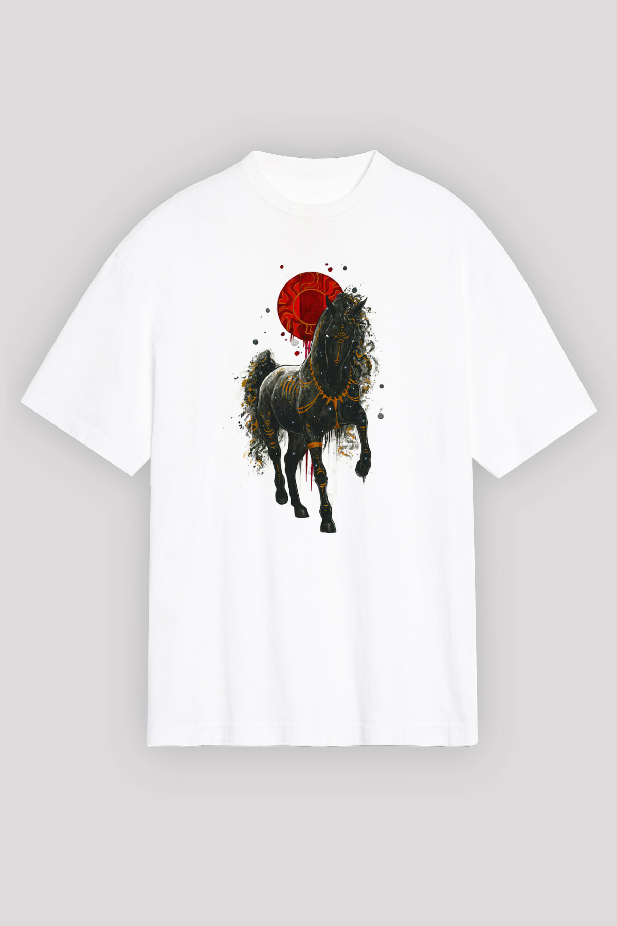 At Beyaz Oversize Tişört Oversize T-shirt - TişörtFabrikası