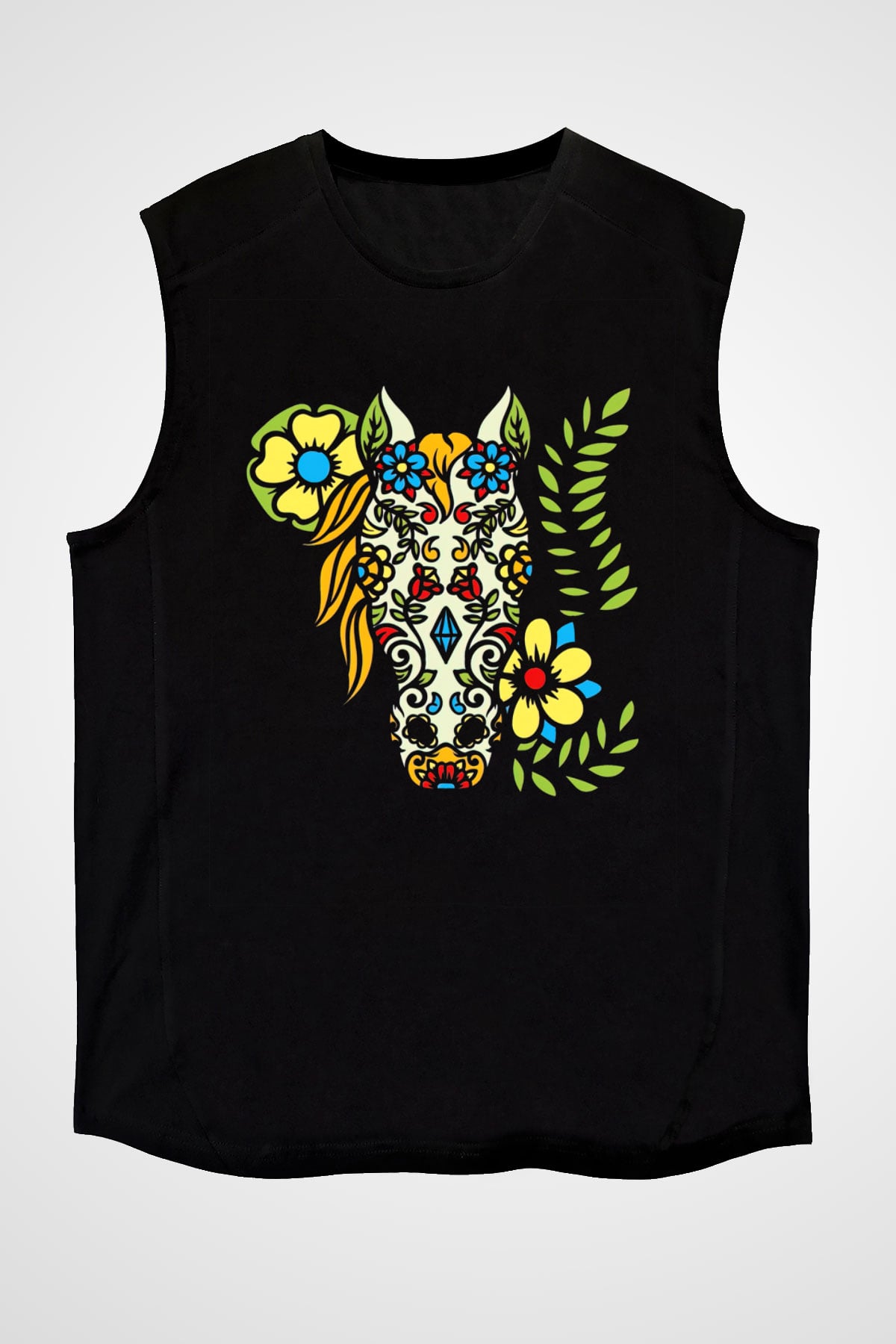 At Siyah Unisex Kolsuz Tişört