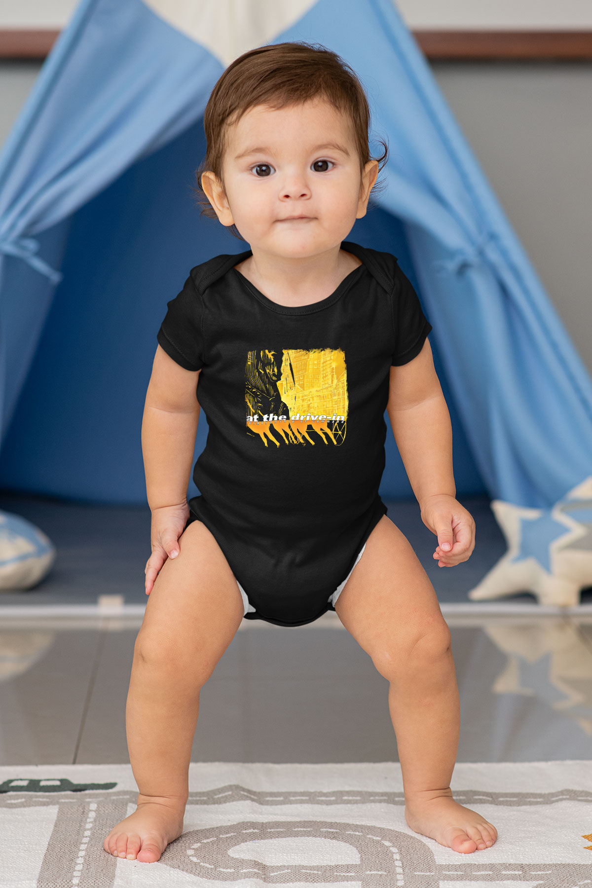 At the Drive-In Baskılı Unisex Siyah Bebek Body - Zıbın